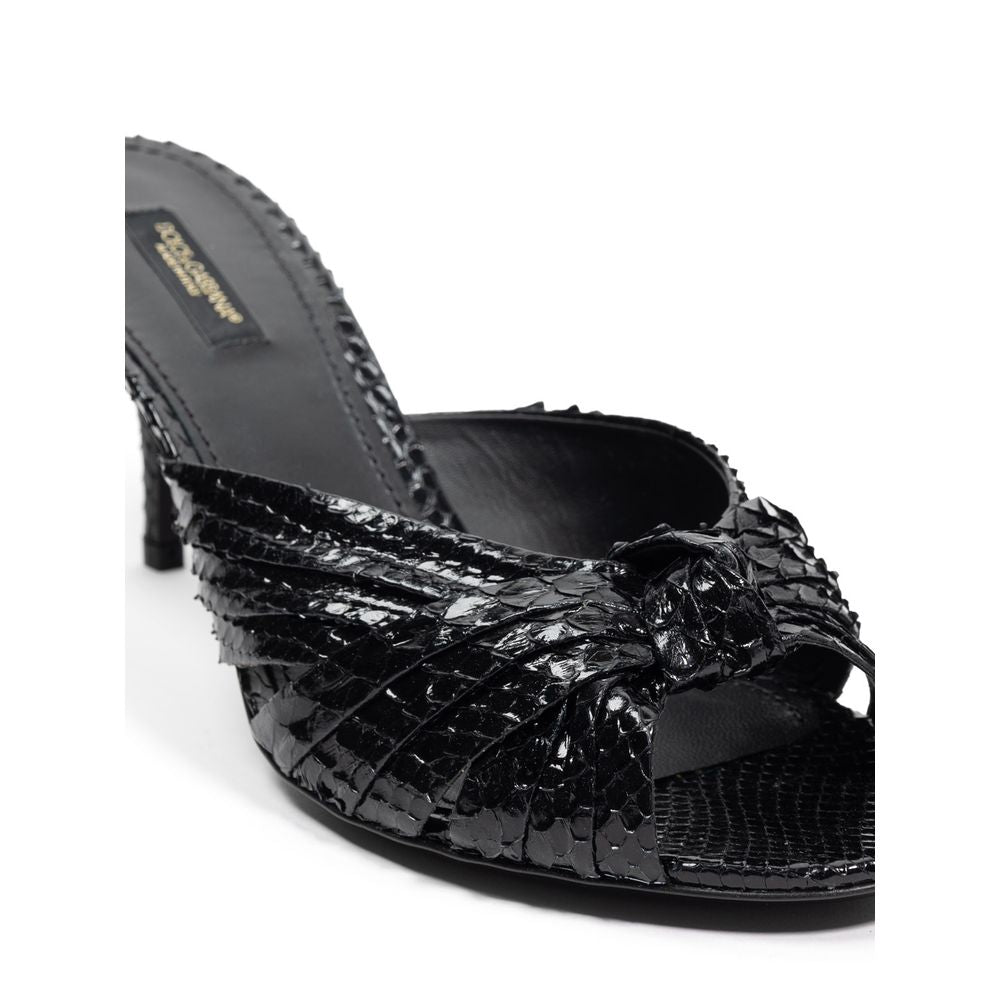 Sandale Di Pitone din piele neagră Dolce &amp; Gabbana