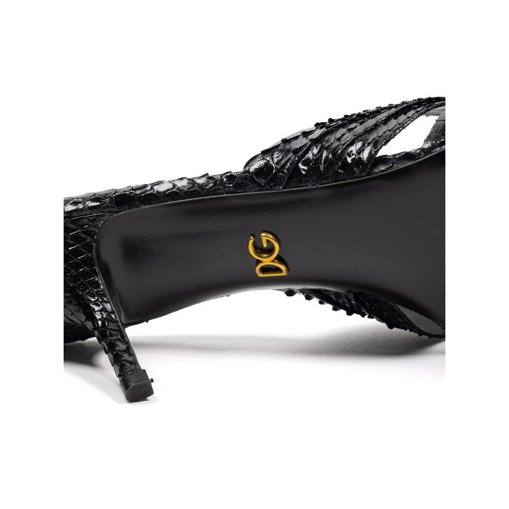 Sandale Di Pitone din piele neagră Dolce &amp; Gabbana