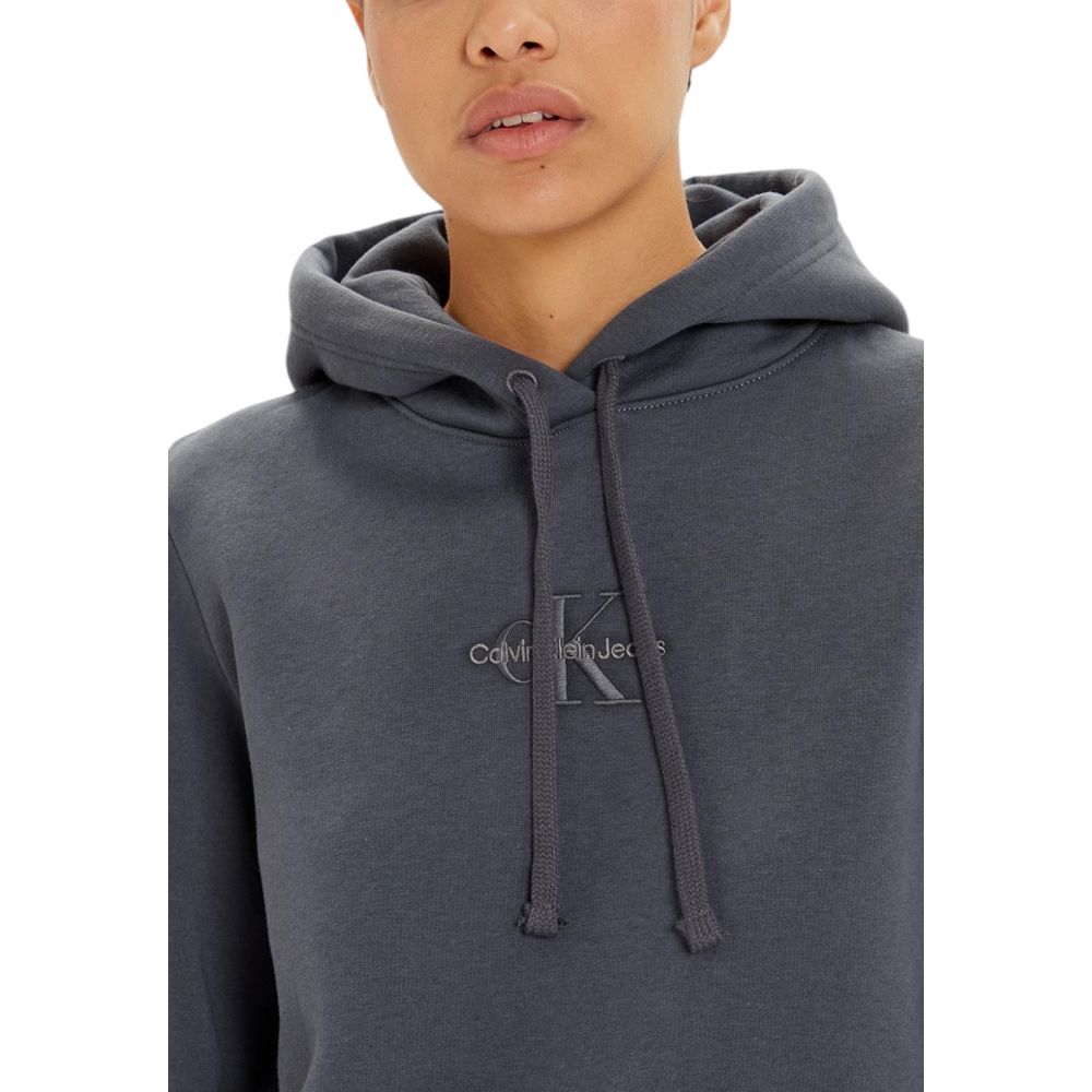 Pulover gri din bumbac Calvin Klein Jeans