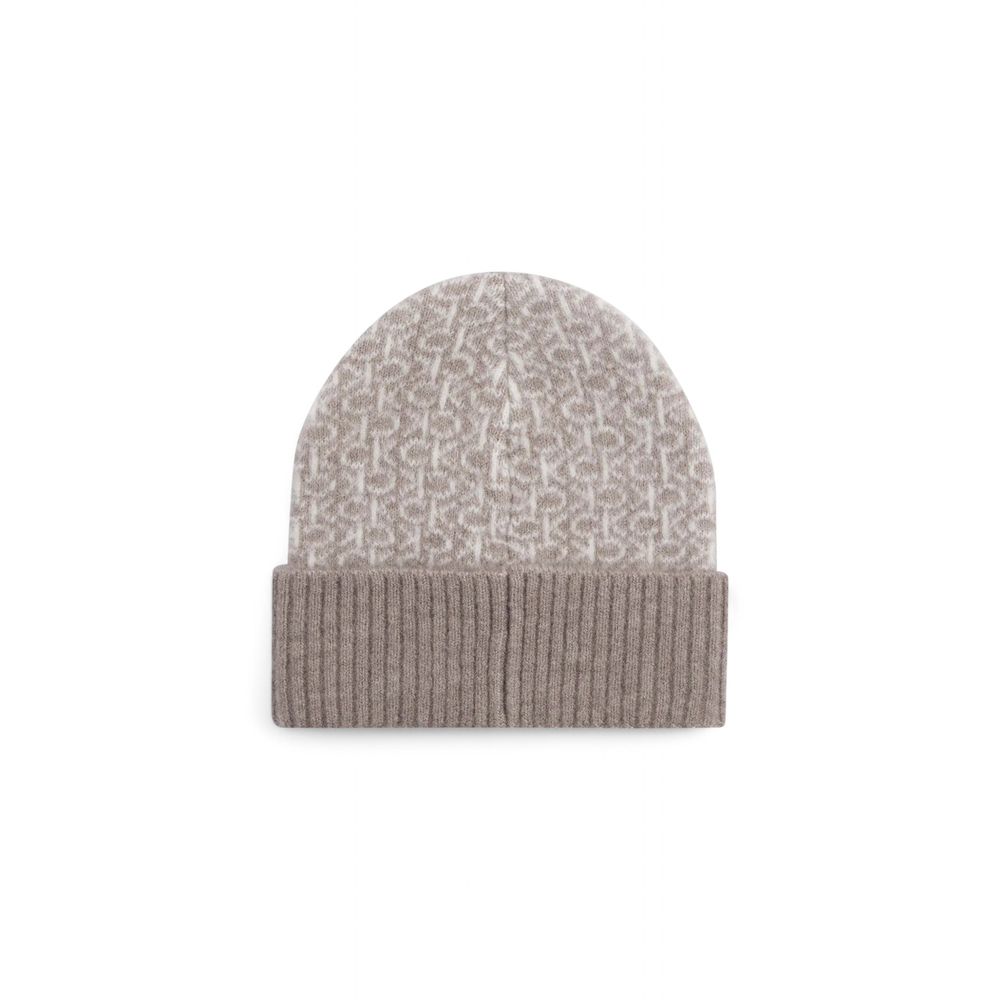 Pălărie Calvin Klein bej din piele de alpaca