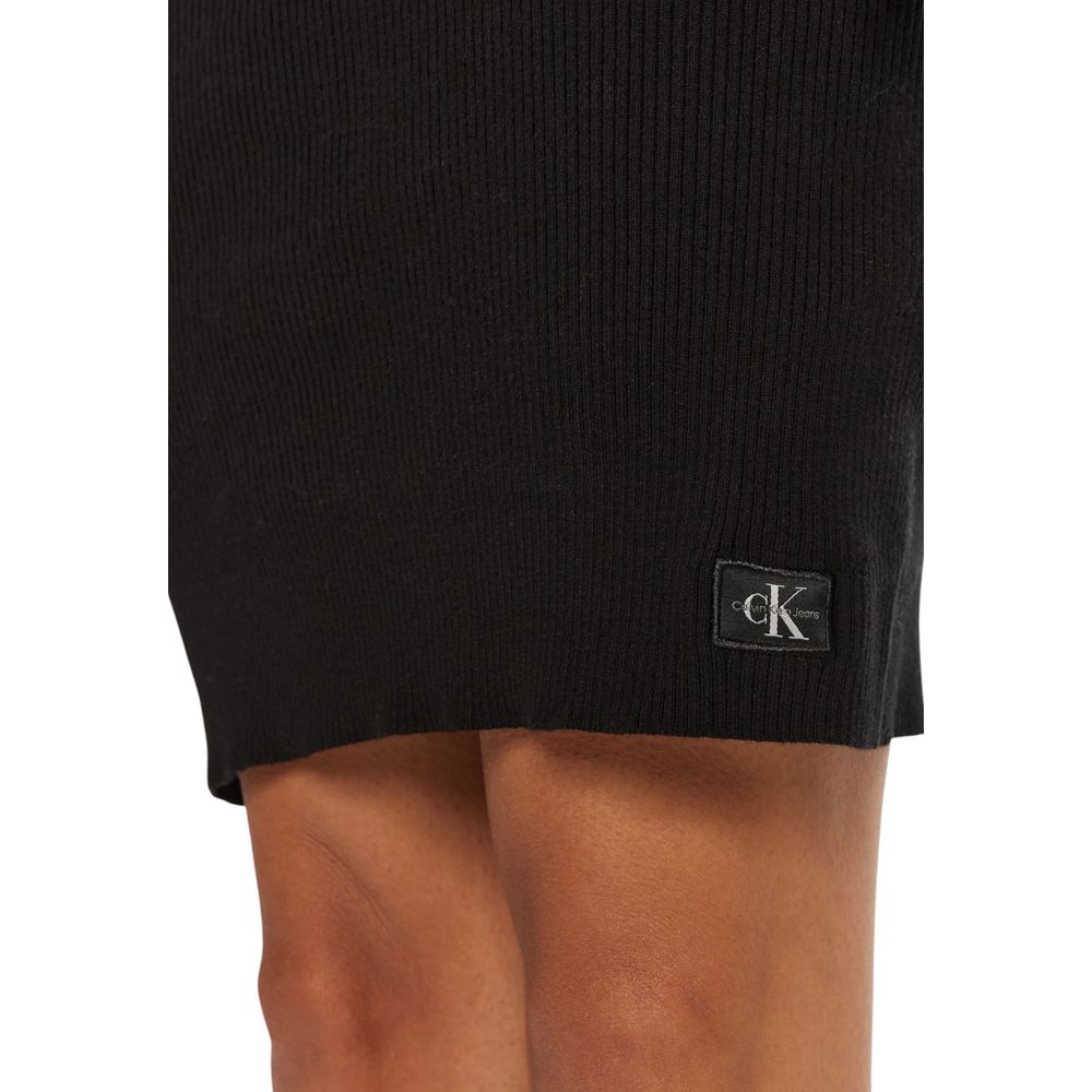 Rochie neagră din bumbac Calvin Klein Jeans