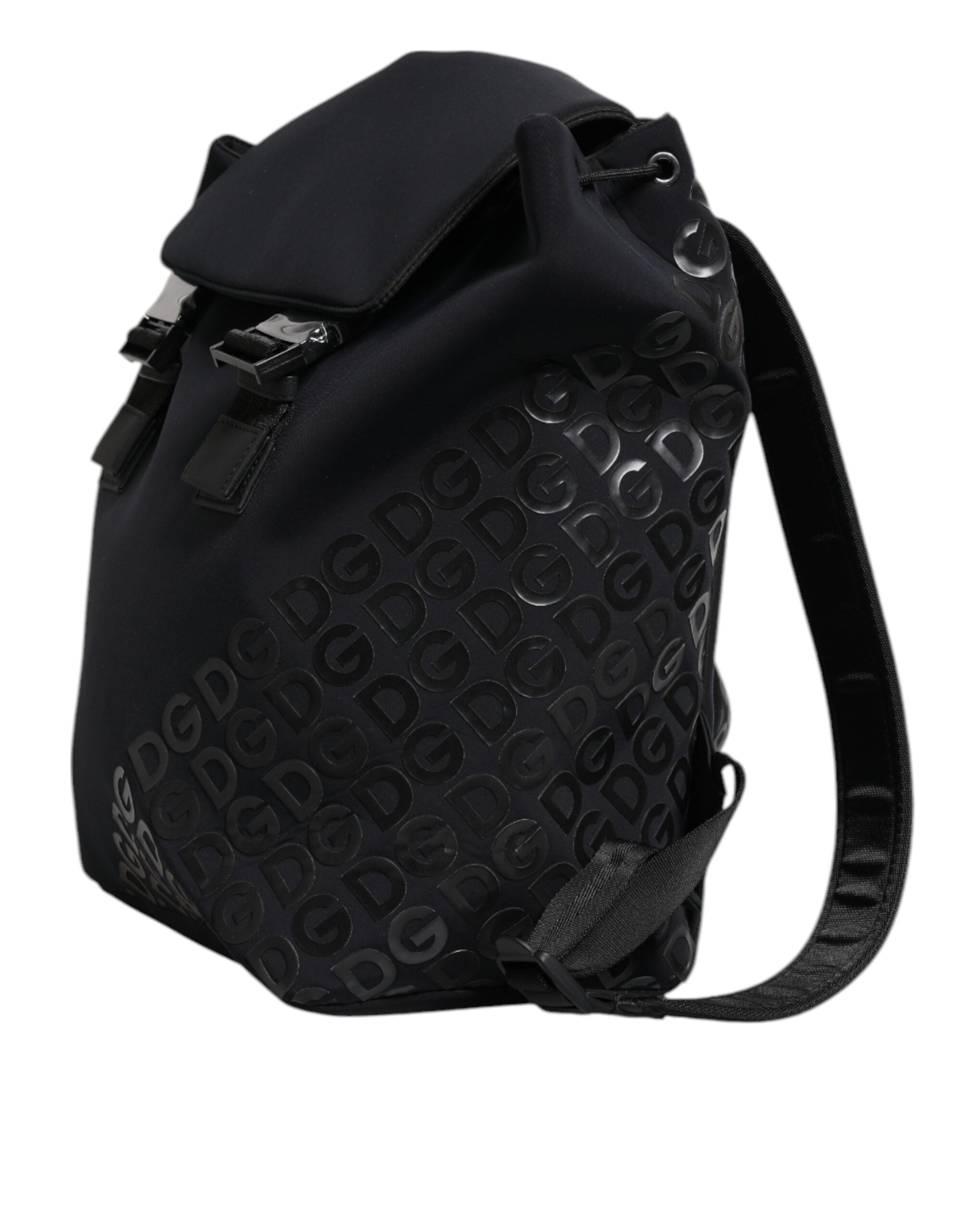 Rucsac școlar Dolce &amp; Gabbana negru din neopren și nailon cu logo DG