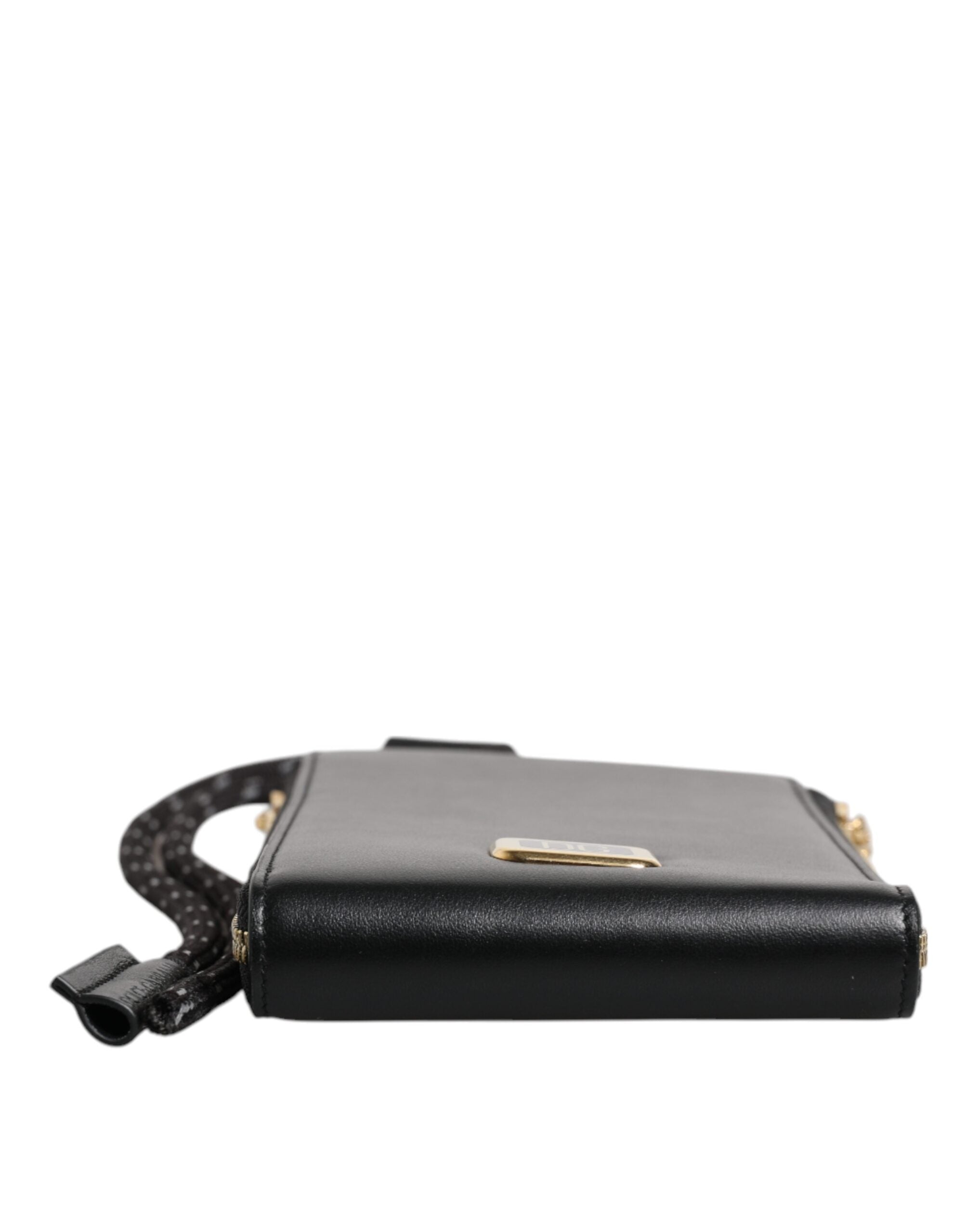 Dolce &amp; Gabbana – Karten- und Münzgeldbörse mit Logo-Schild aus schwarzem Leder