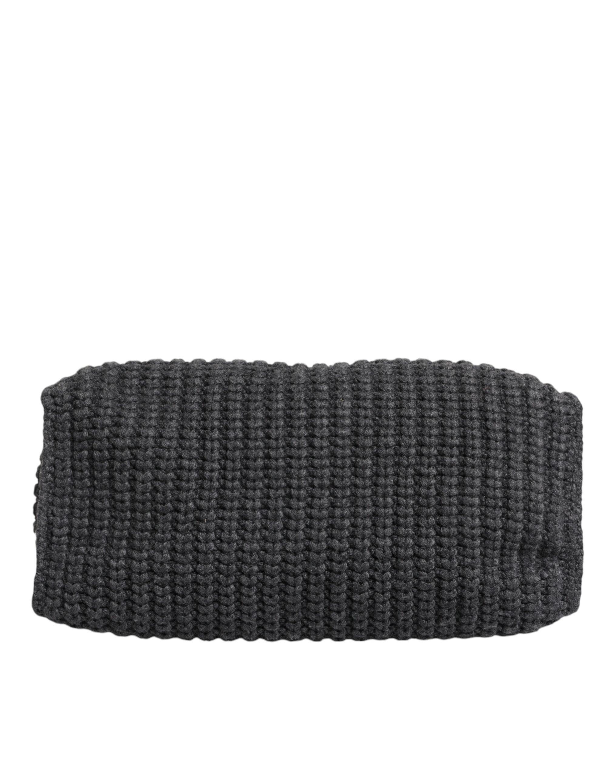 Geantă de umăr mare Dolce &amp; Gabbana, tricotată croșetată, neagră, cu logo DG