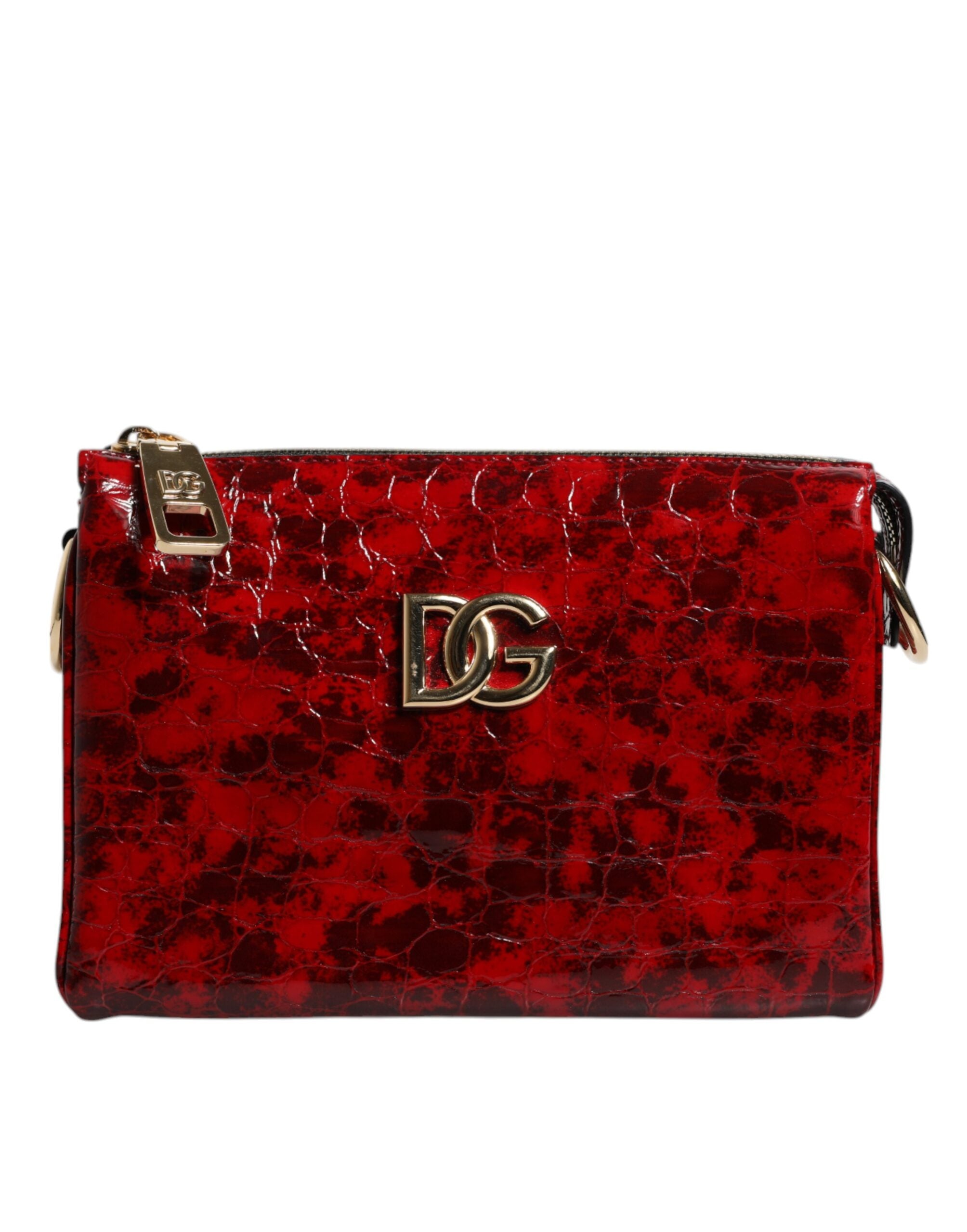 Dolce &amp; Gabbana – Rote Umhängetasche aus exotischem Leder mit DG-Logo für Damen