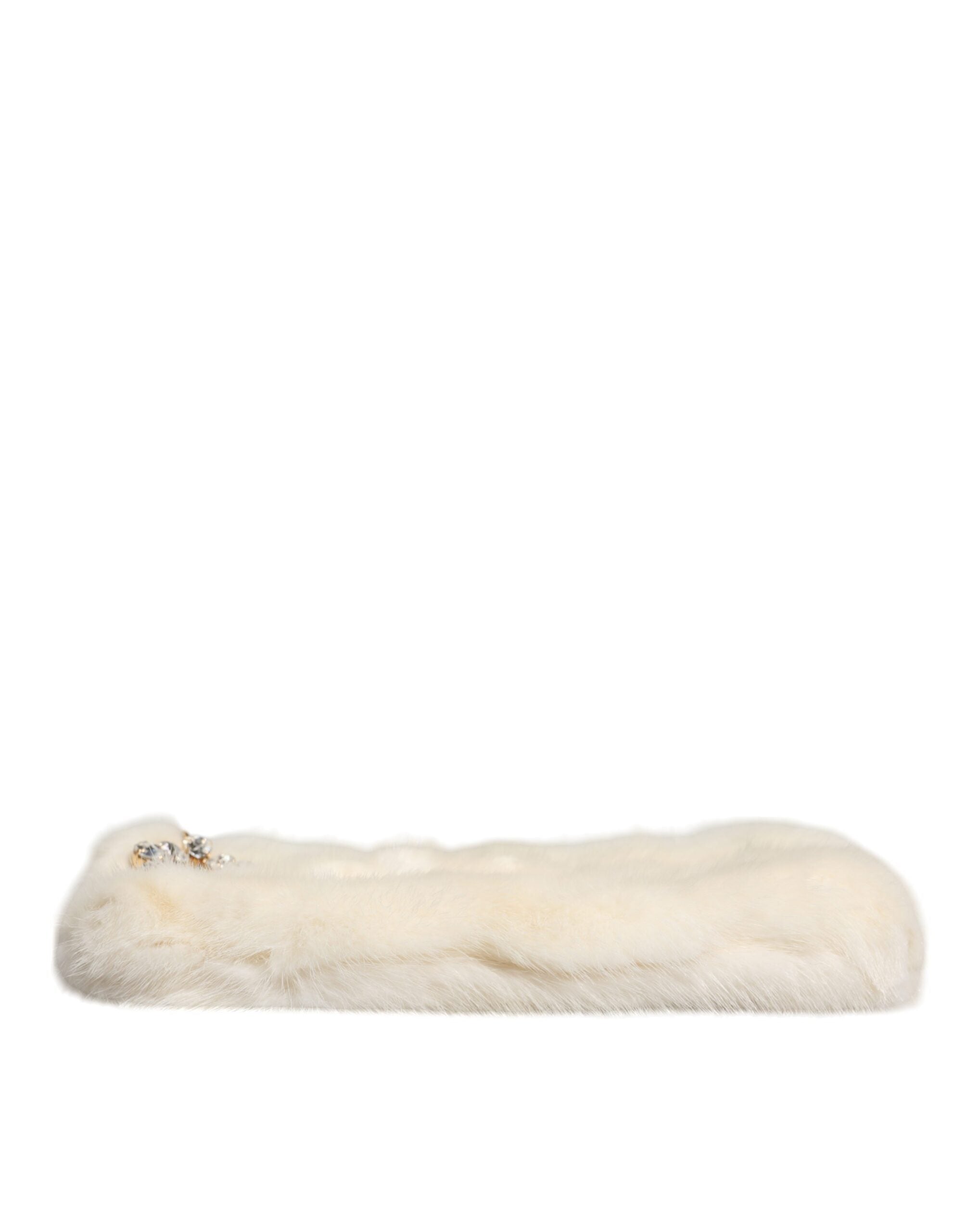 Geantă de mână Dolce &amp; Gabbana din blană albă, tip plic, tip poșetă