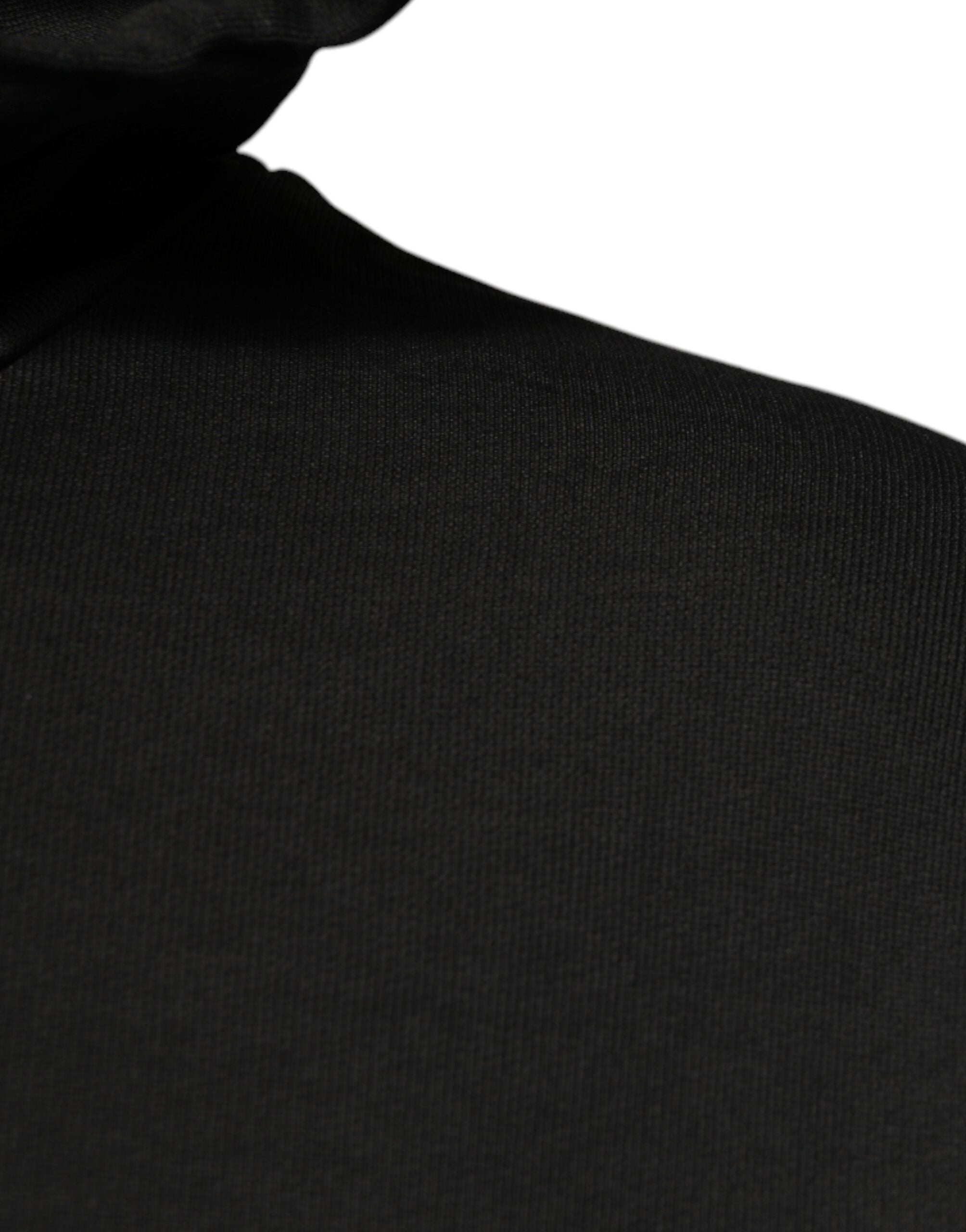 Pulover Dolce &amp; Gabbana cu glugă din bumbac negru și logo DG Shield