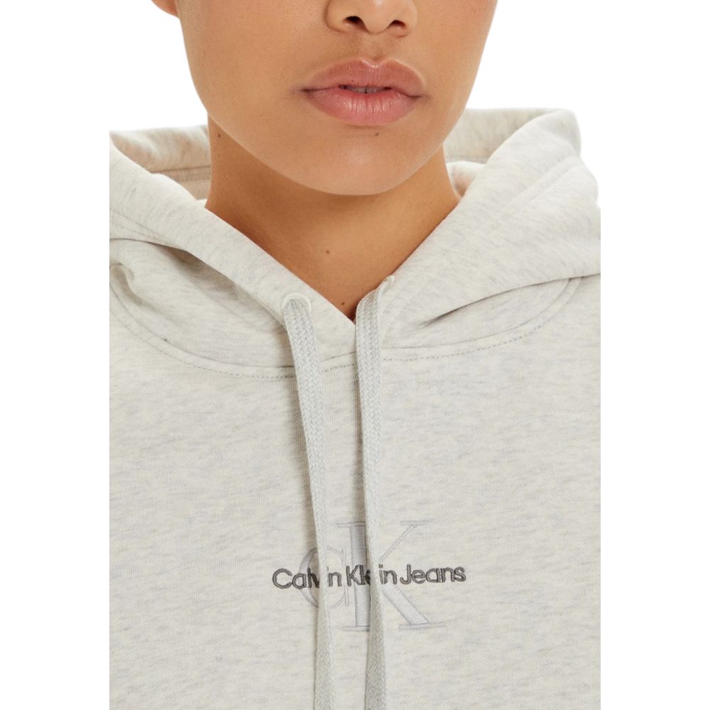 Pulover gri din bumbac Calvin Klein Jeans