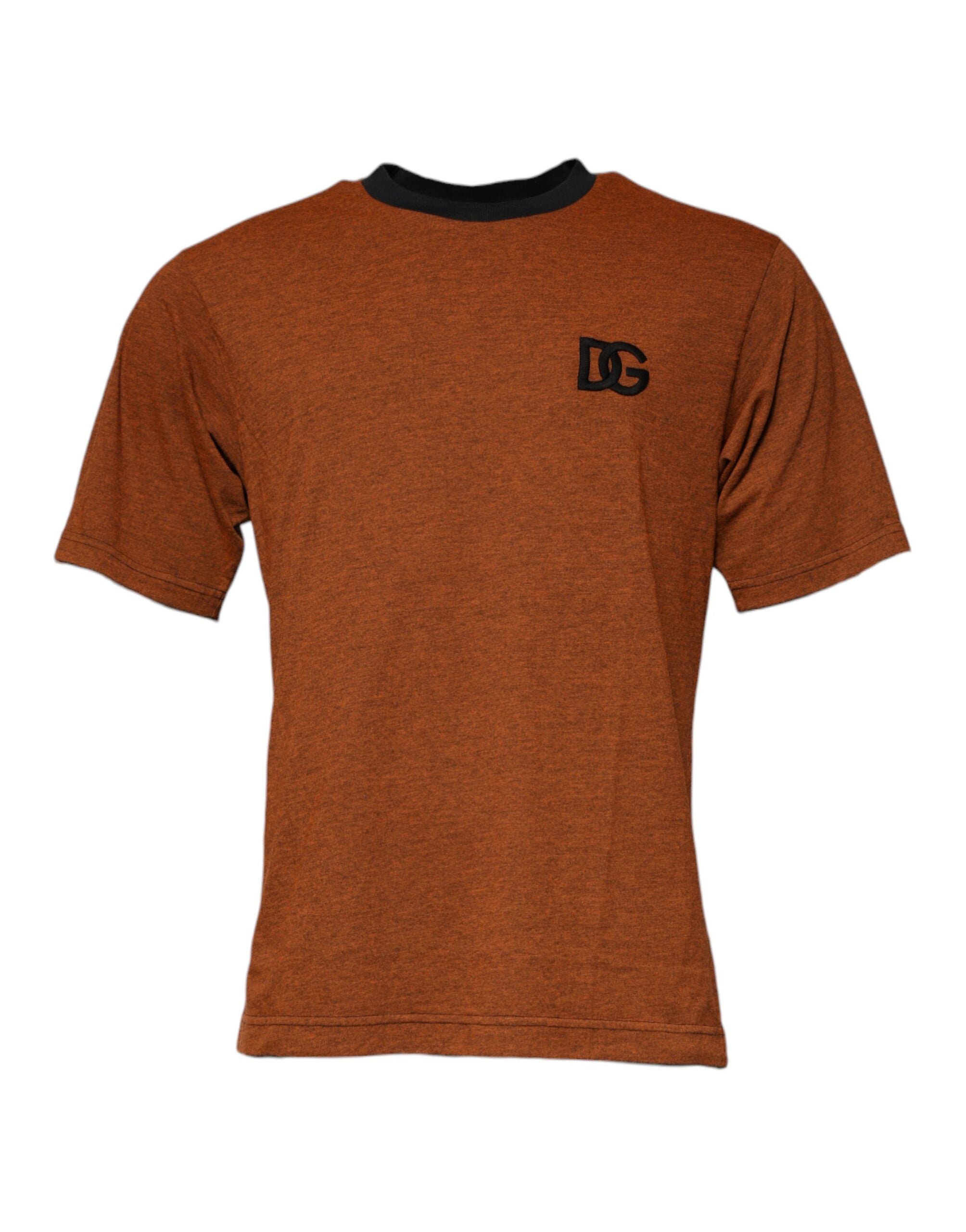 Dolce &amp; Gabbana Braunes T-Shirt aus Polyester mit Rundhalsausschnitt und DG-Logo