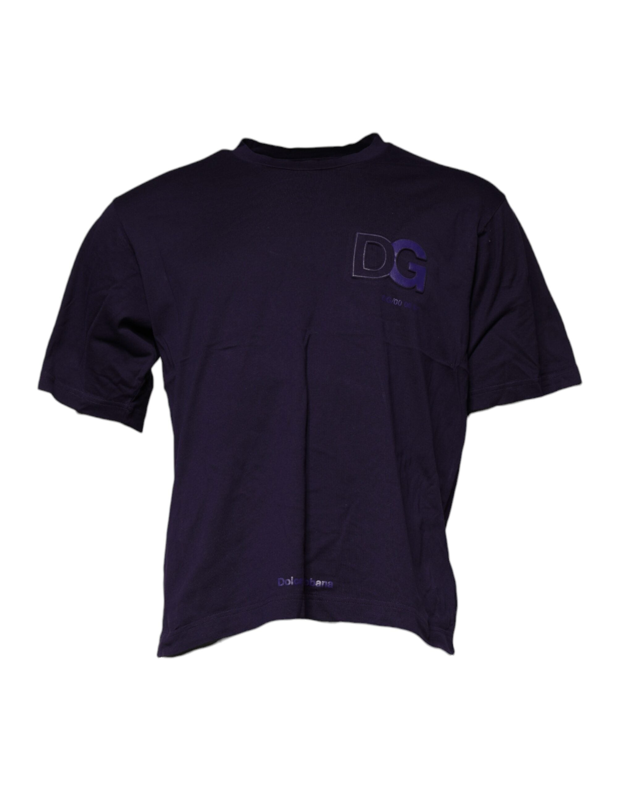 Dolce &amp; Gabbana Lilafarbenes T-Shirt aus Baumwolle mit Rundhalsausschnitt und DG-Logo