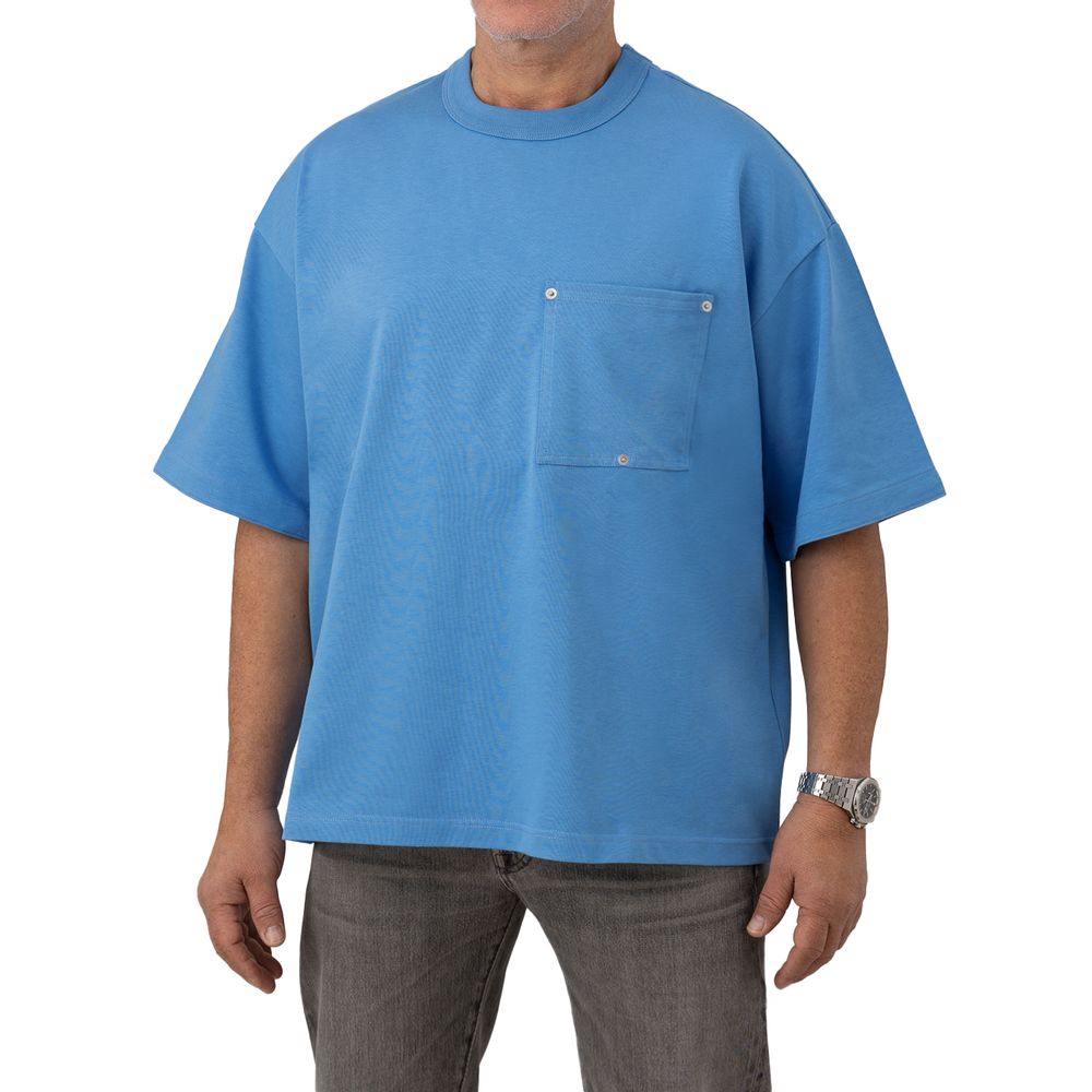 Tricou albastru din bumbac Bottega Veneta