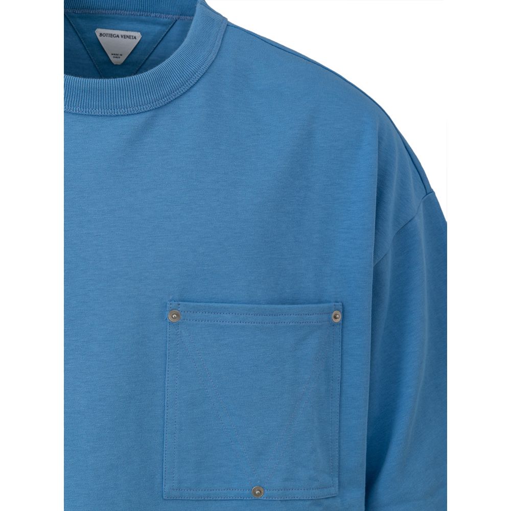 Tricou albastru din bumbac Bottega Veneta