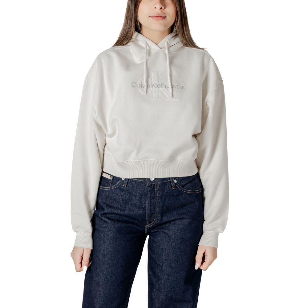 Calvin Klein Jeans – Cremefarbener Baumwollpullover