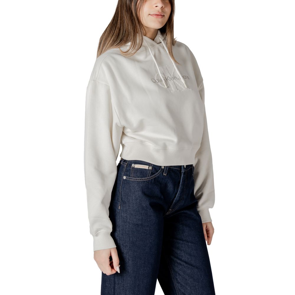 Calvin Klein Jeans – Cremefarbener Baumwollpullover