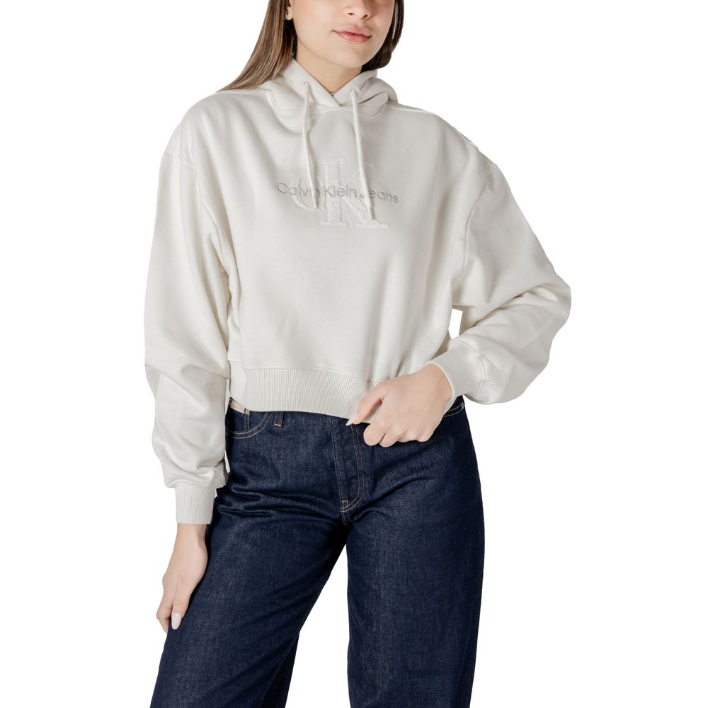 Calvin Klein Jeans – Cremefarbener Baumwollpullover