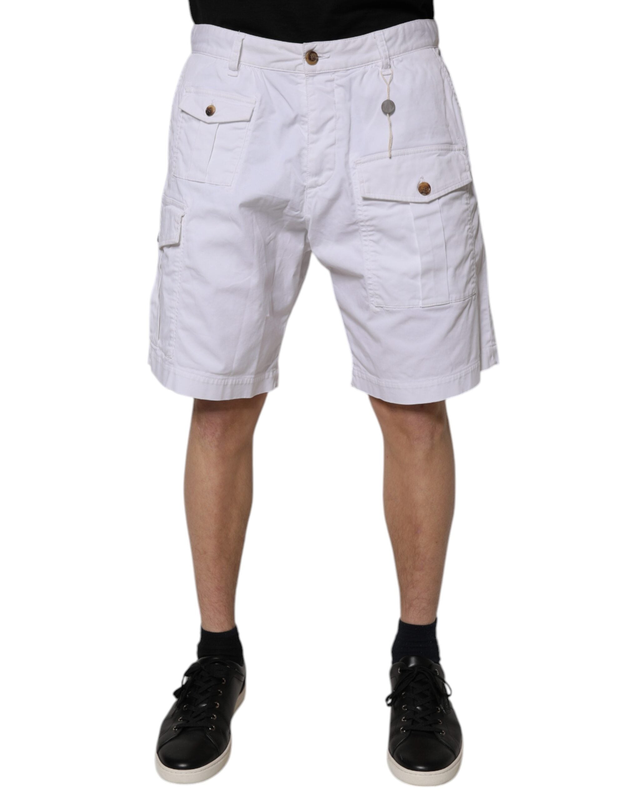 Dsquared² – Lässige Bermuda-Shorts aus Cargo-Denim mit mittlerer Taille in Weiß