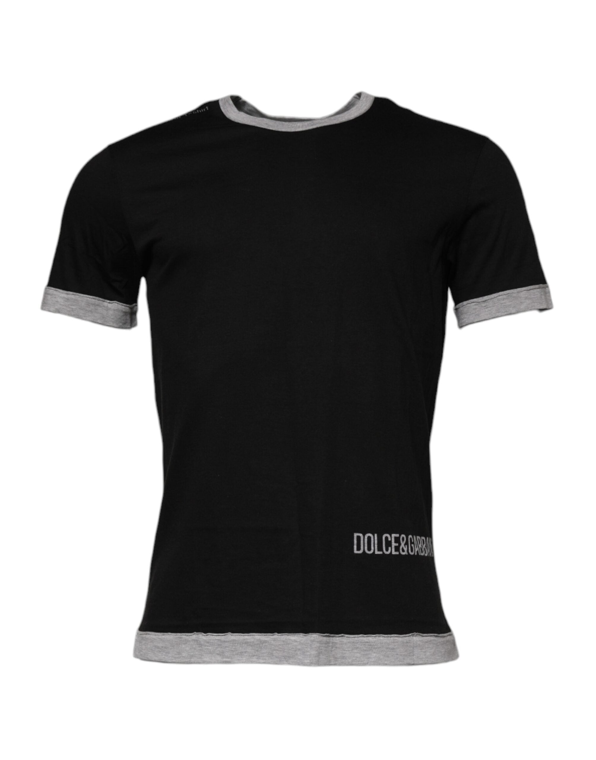 Dolce &amp; Gabbana Schwarzes Logo-T-Shirt aus Baumwolle mit Rundhalsausschnitt für Herren