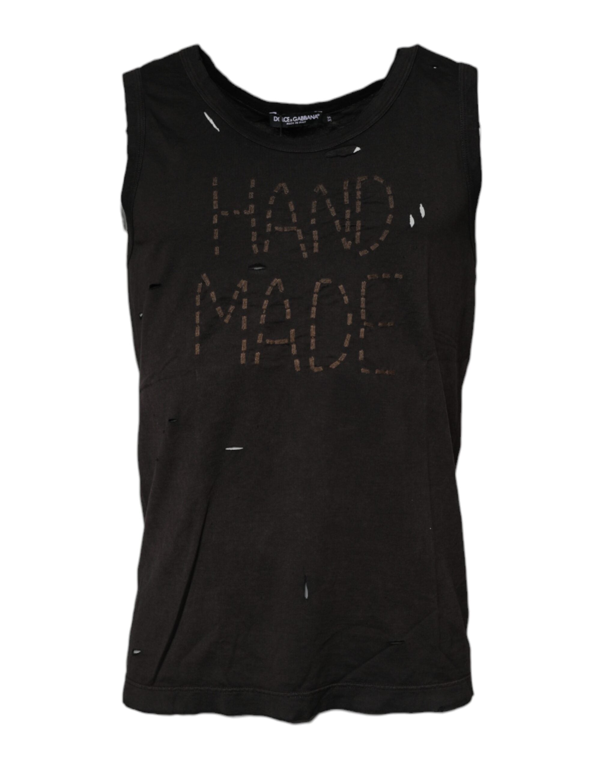 Dolce &amp; Gabbana – Schwarzes ärmelloses Tank-T-Shirt mit Rundhalsausschnitt
