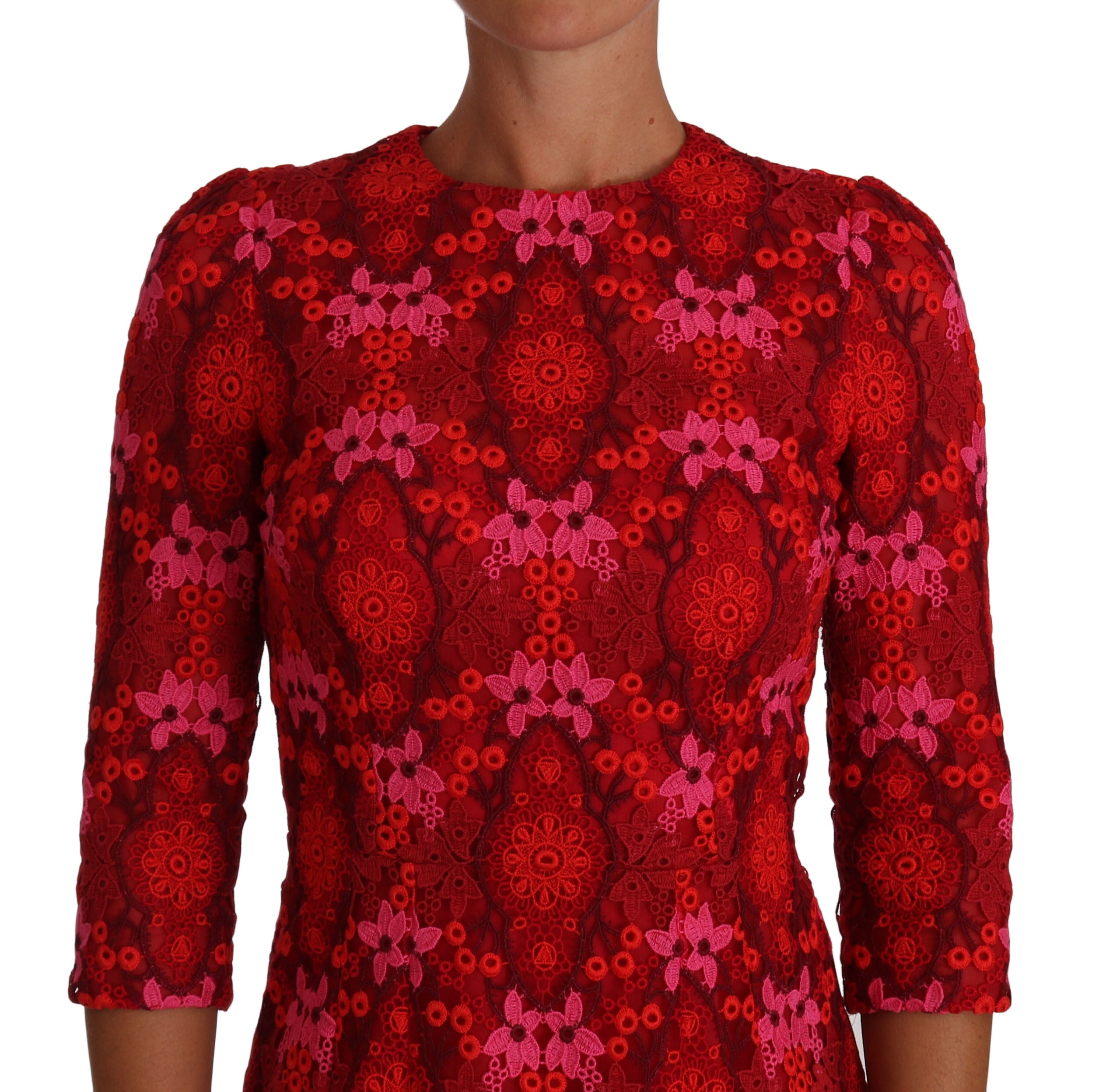 Dolce &amp; Gabbana – Elegantes, knielanges Häkelkleid mit Blumenmuster