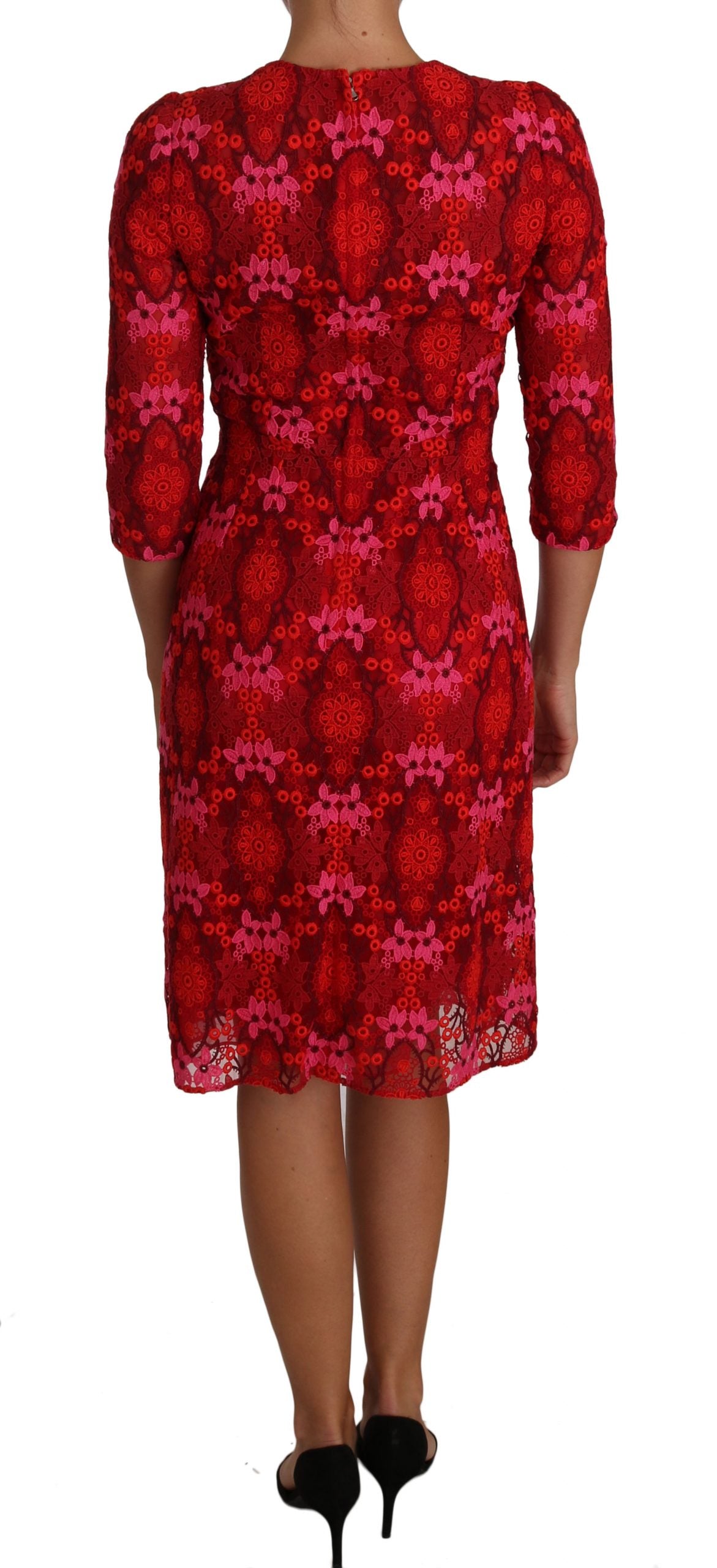 Dolce &amp; Gabbana – Elegantes, knielanges Häkelkleid mit Blumenmuster