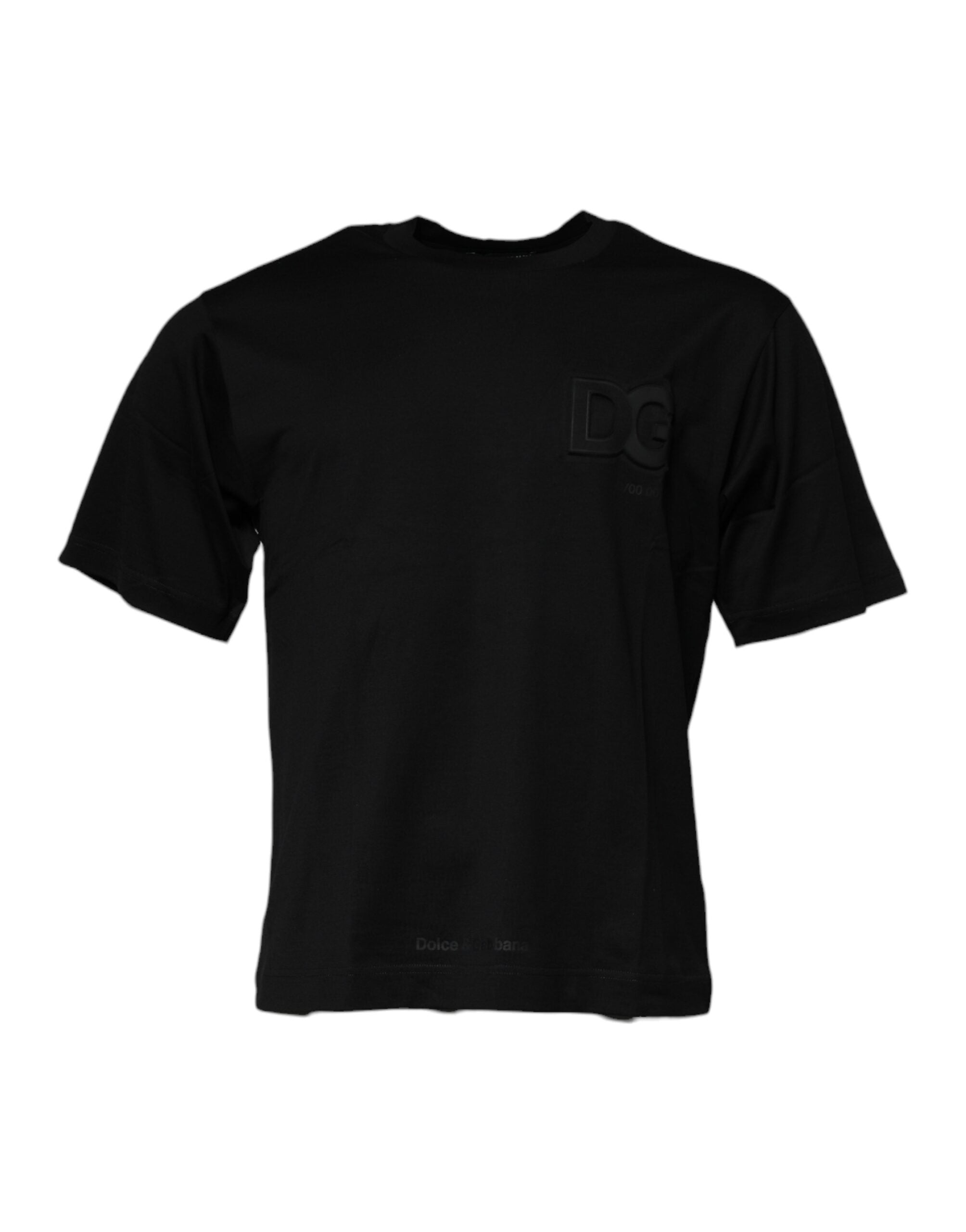 Dolce &amp; Gabbana Schwarzes Logo-Baumwoll-T-Shirt mit Rundhalsausschnitt für Herren