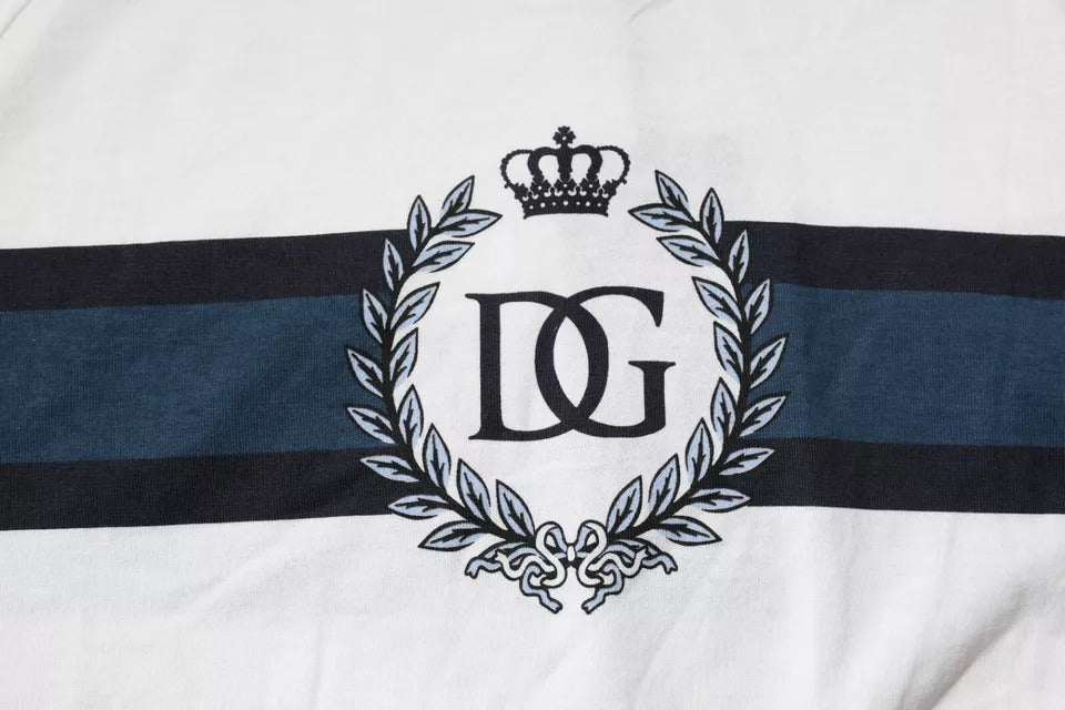 Dolce &amp; Gabbana Weißes Herren-T-Shirt aus Baumwolle mit Rundhalsausschnitt und Logo-Print