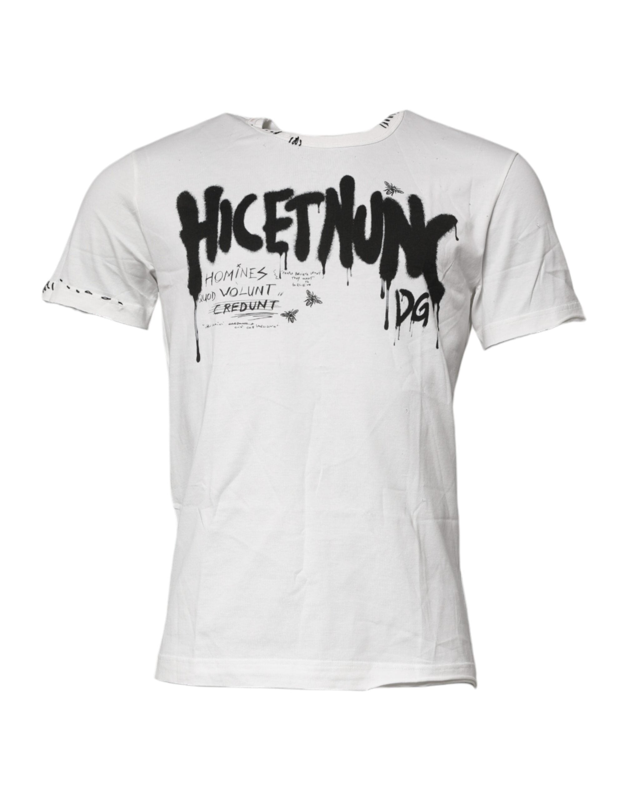 Dolce &amp; Gabbana – Weißes Baumwoll-T-Shirt mit Rundhalsausschnitt und grafischem Print