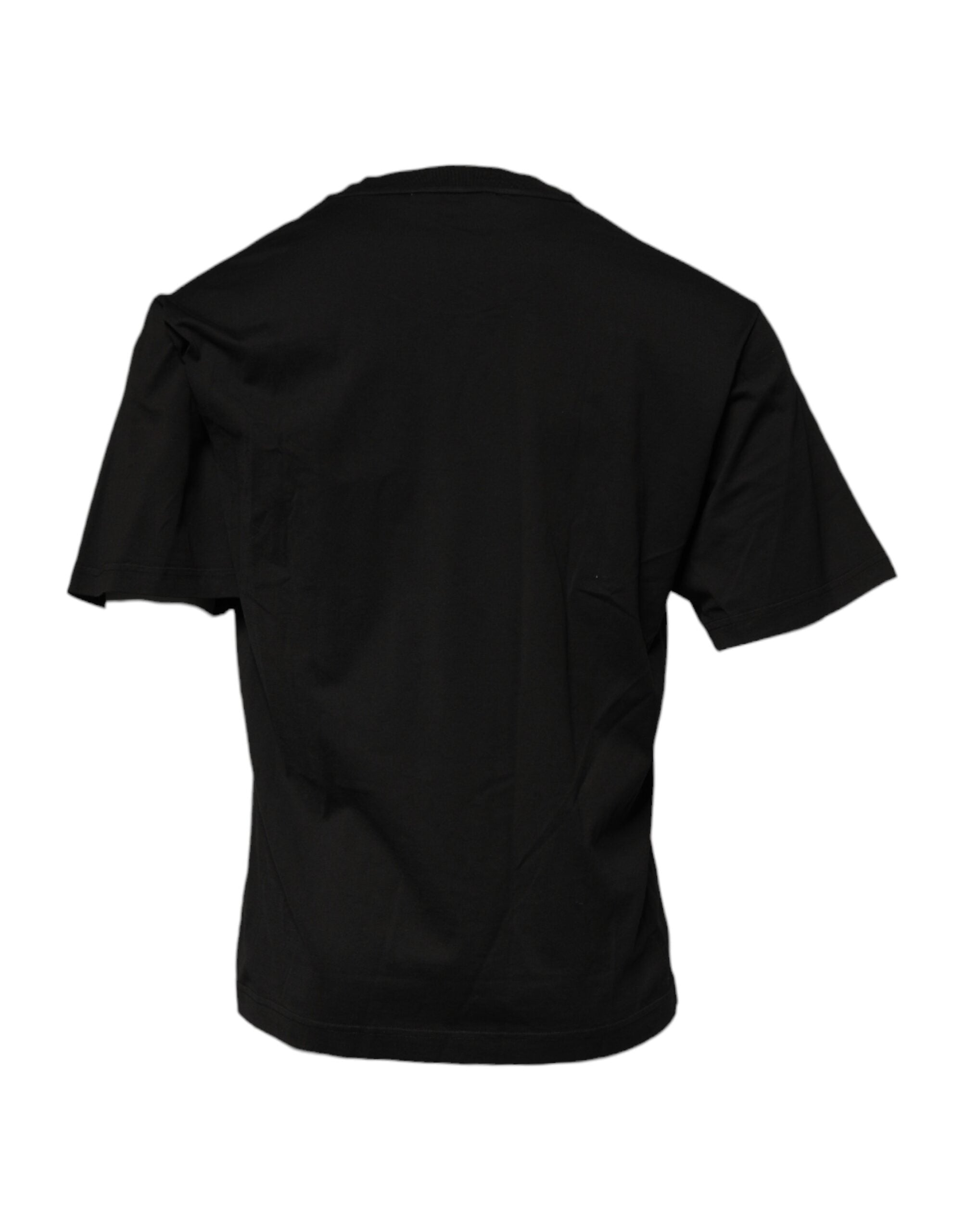 Dolce &amp; Gabbana – Schwarzes T-Shirt aus Baumwolle mit Rundhalsausschnitt und DG-Logo