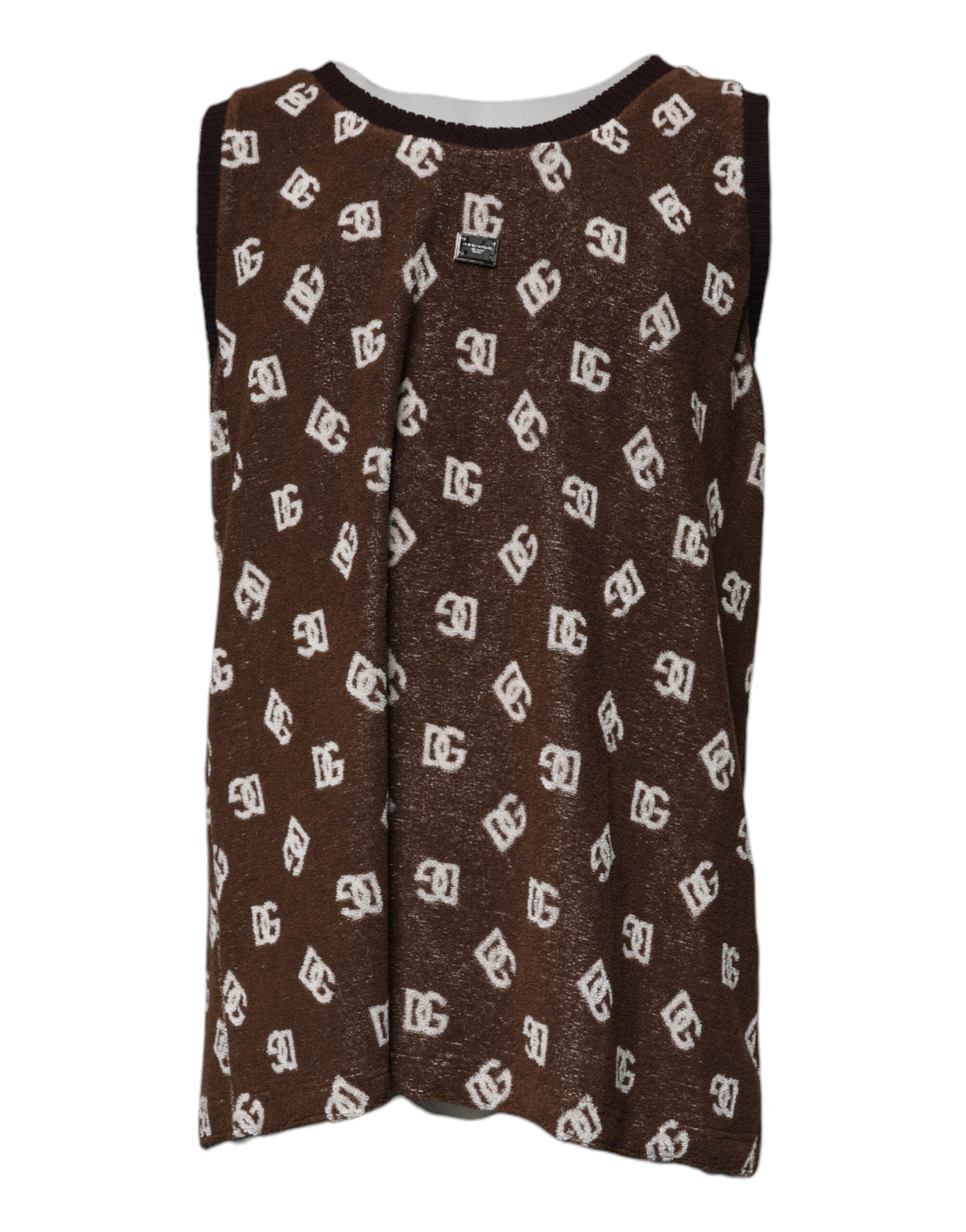 Dolce &amp; Gabbana – Braunes T-Shirt aus Baumwolle mit Rundhalsausschnitt und Logo-Monogramm
