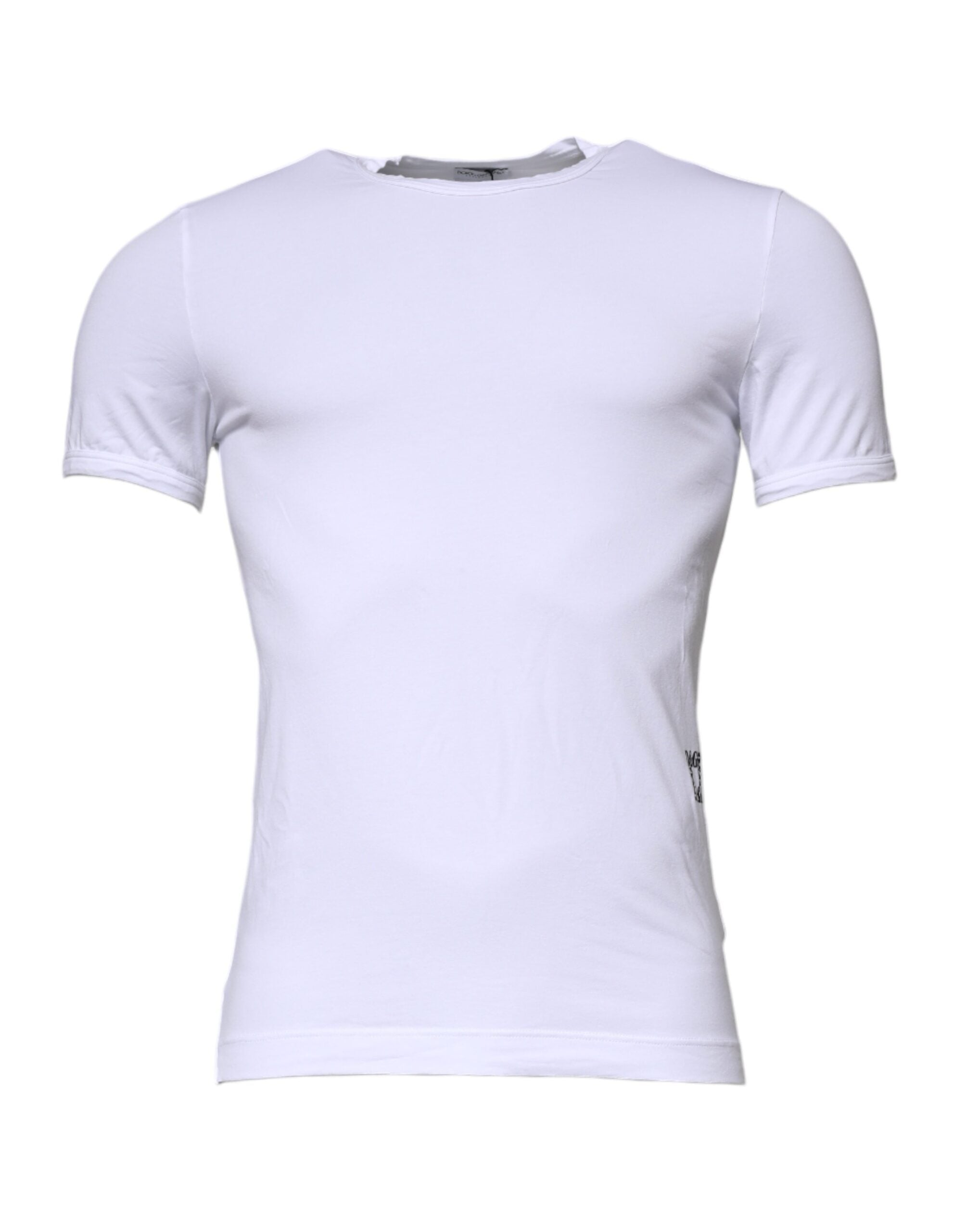 Tricou Dolce &amp; Gabbana cu guler rotund din bumbac alb elastic