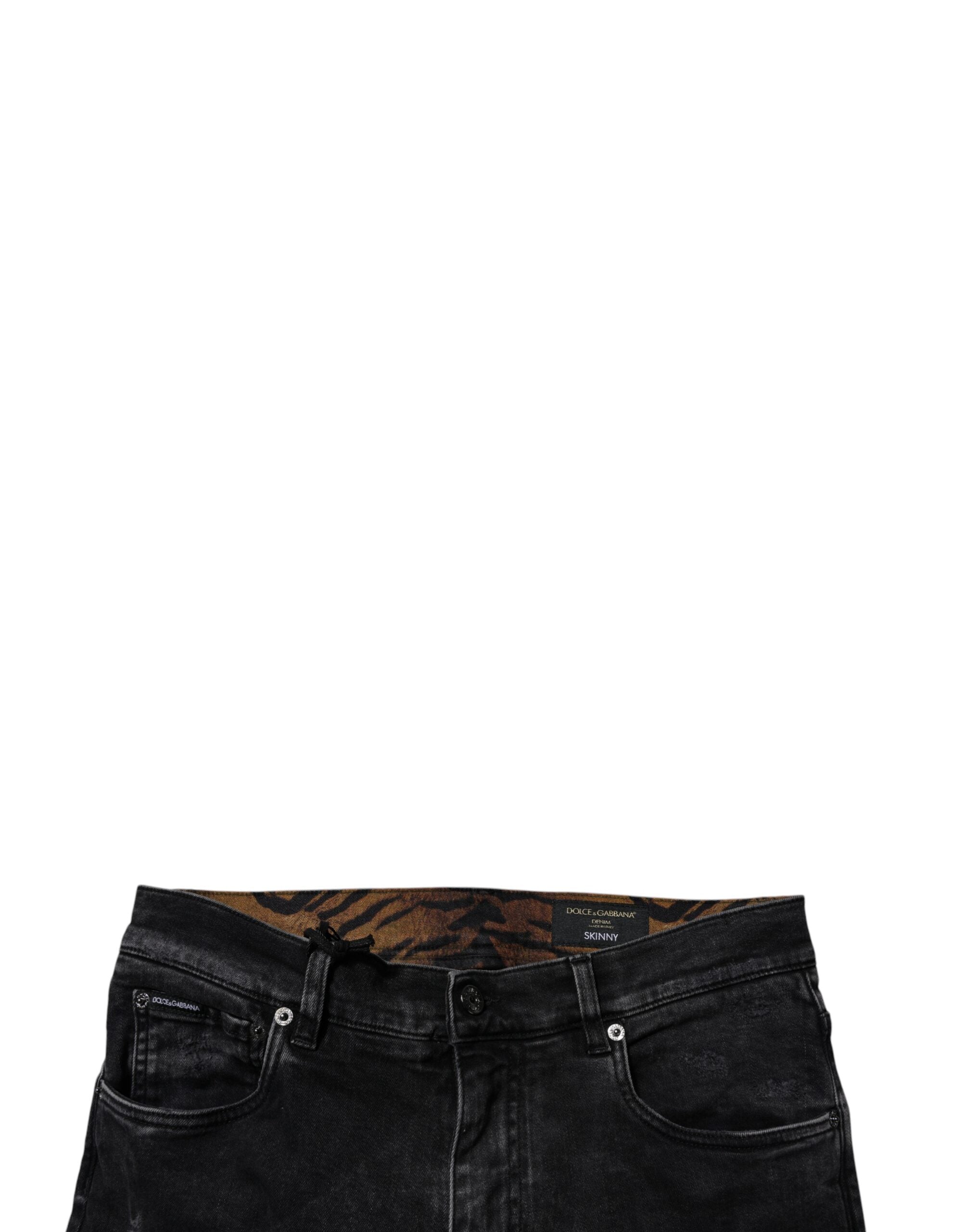 Dolce &amp; Gabbana Schwarze Skinny Jeans aus zerfetzter Baumwolle für Herren