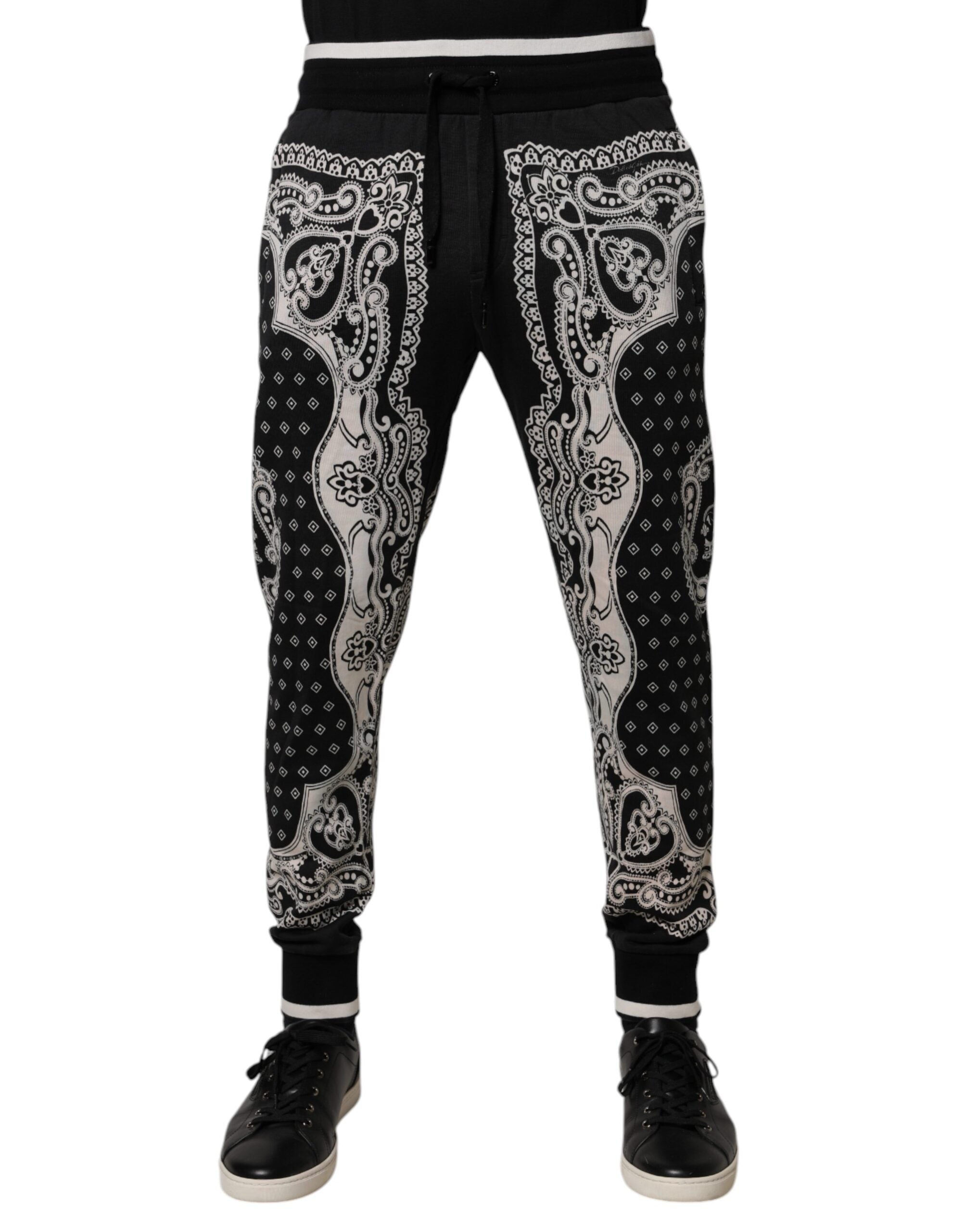 Dolce &amp; Gabbana – Schwarze Jogginghose aus Baumwolle mit Bandana-Muster