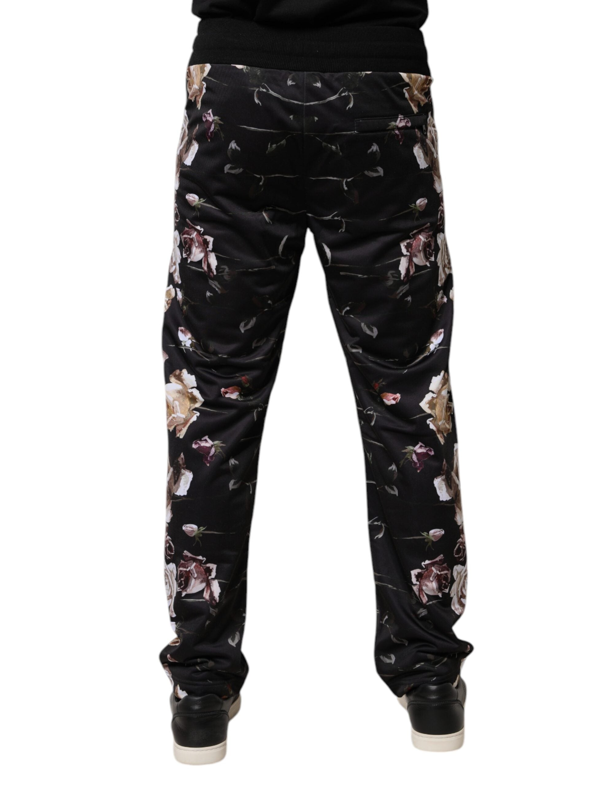 Dolce &amp; Gabbana Schwarze Jogginghose aus Polyester mit Blumenmuster