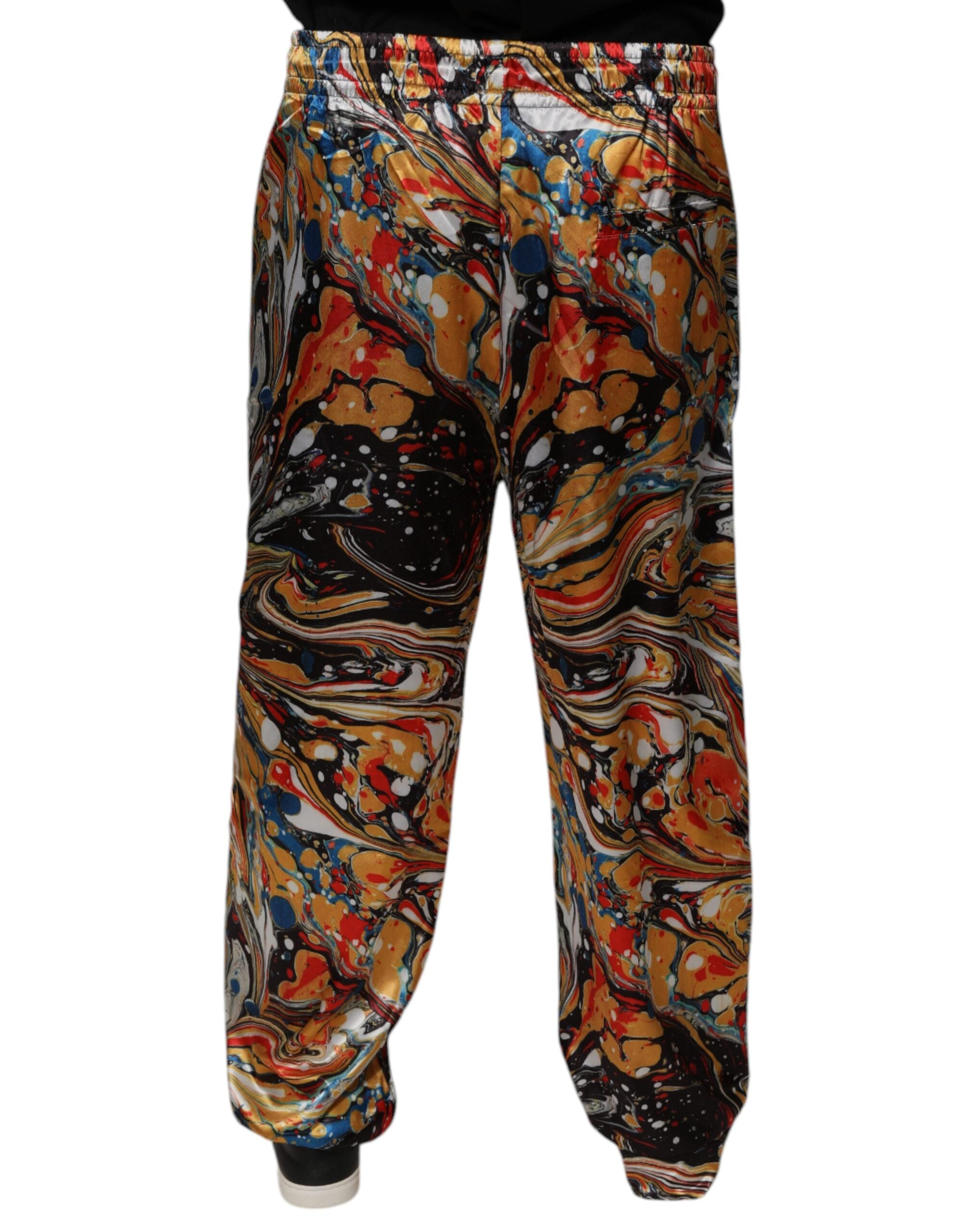 Dolce &amp; Gabbana Mehrfarbige Marmor-Satin-Trainingshose für Herren