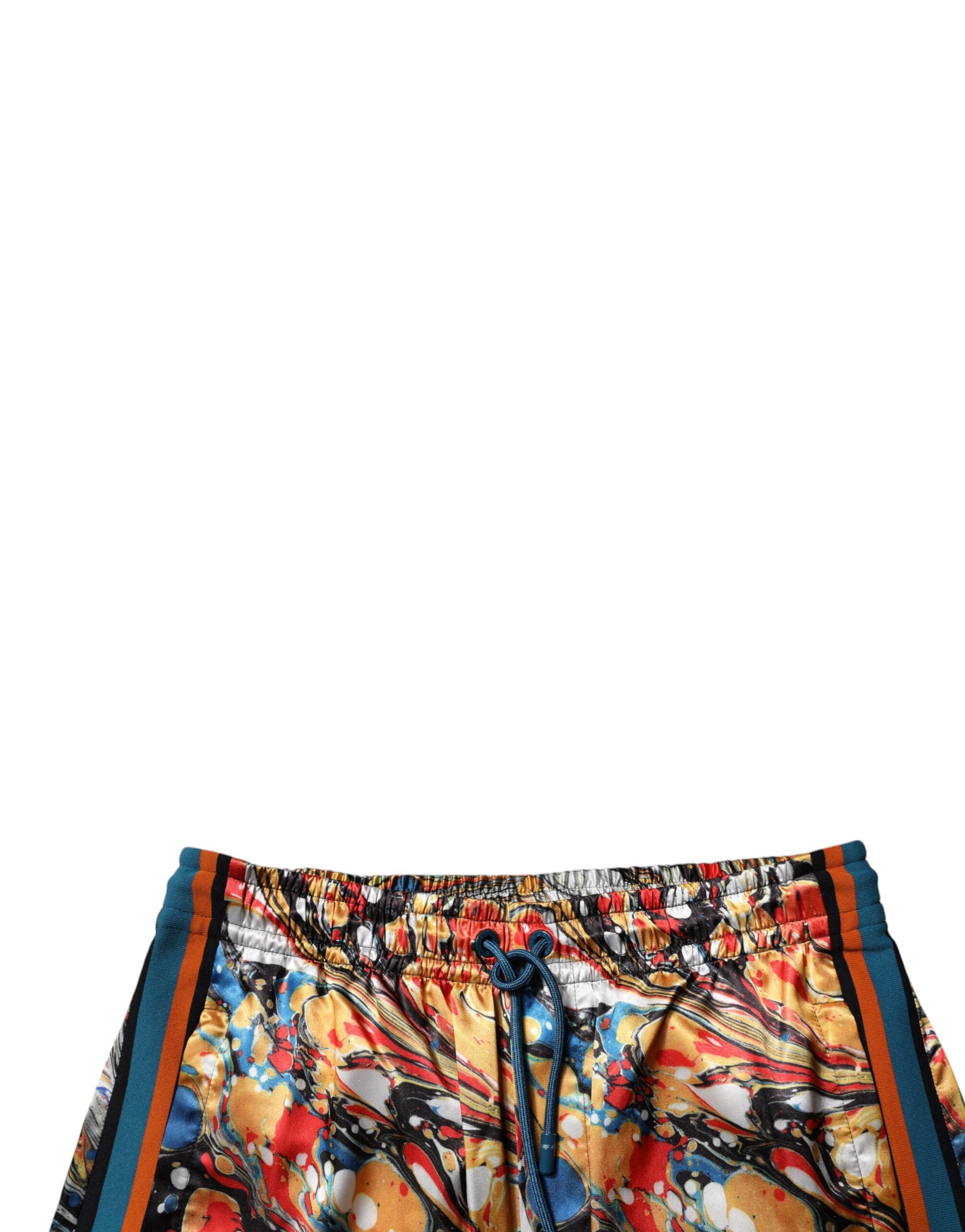 Dolce &amp; Gabbana Mehrfarbige Marmor-Satin-Trainingshose für Herren