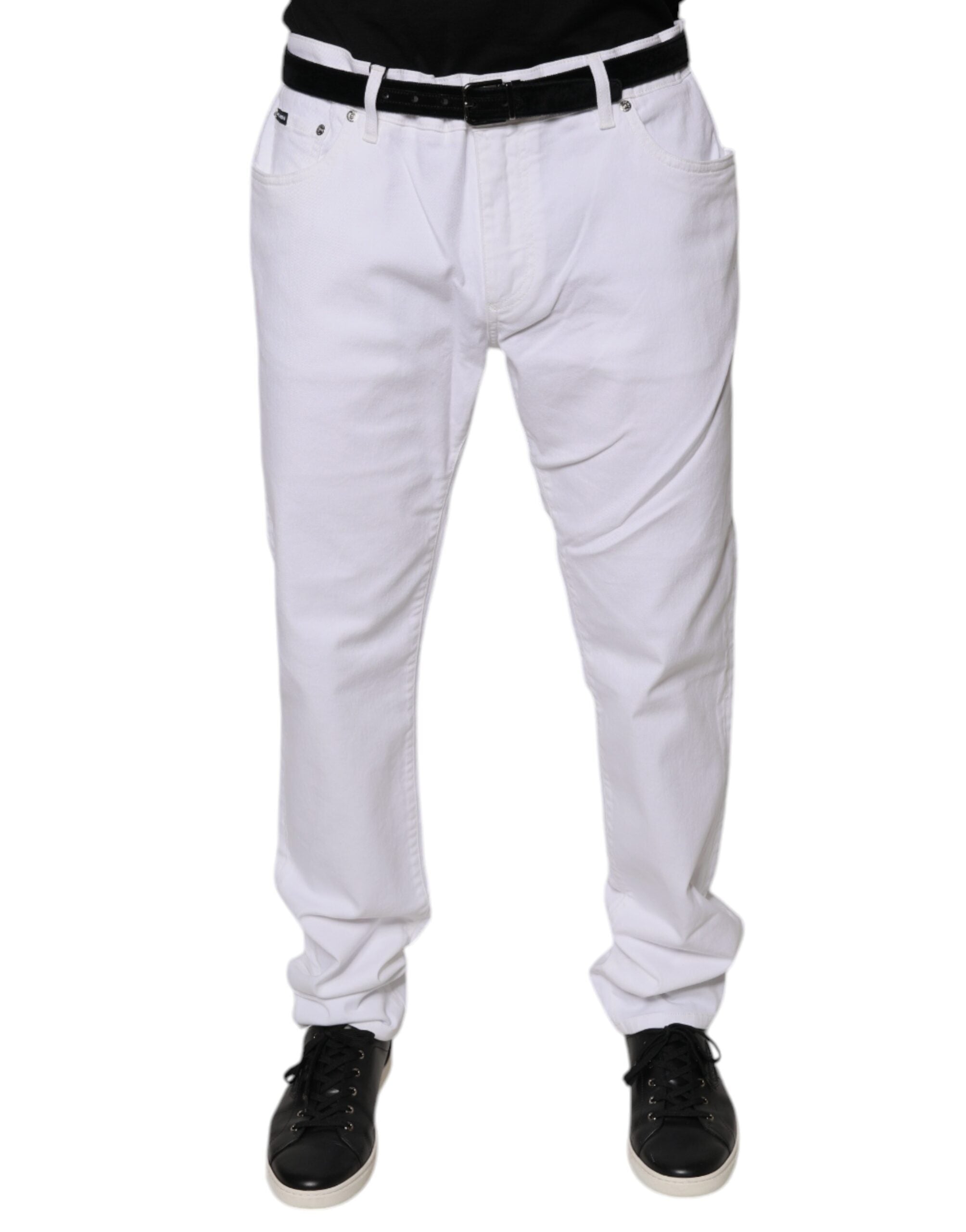 Blugi skinny Dolce &amp; Gabbana din bumbac alb pentru bărbați