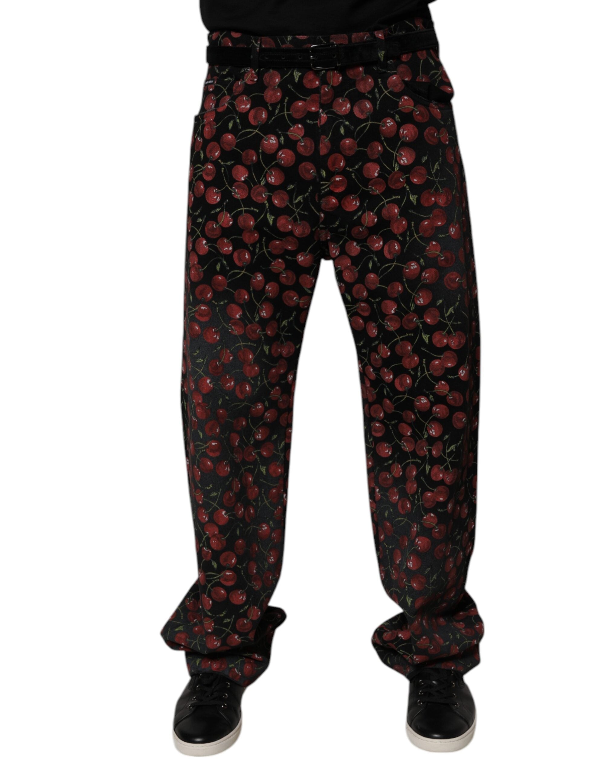 Blugi Dolce &amp; Gabbana Black Cherry Cotton Straight pentru bărbați