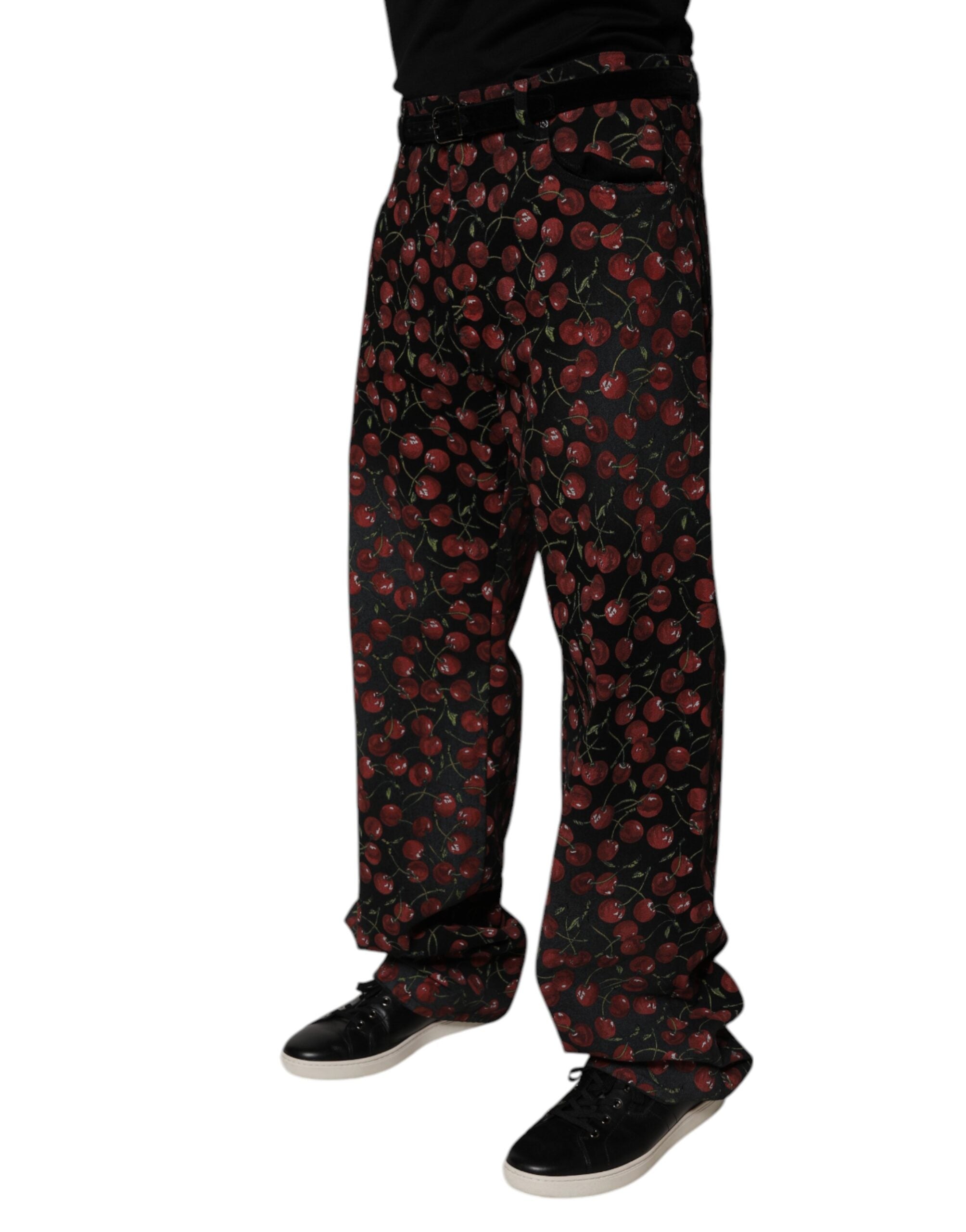 Blugi Dolce &amp; Gabbana Black Cherry Cotton Straight pentru bărbați
