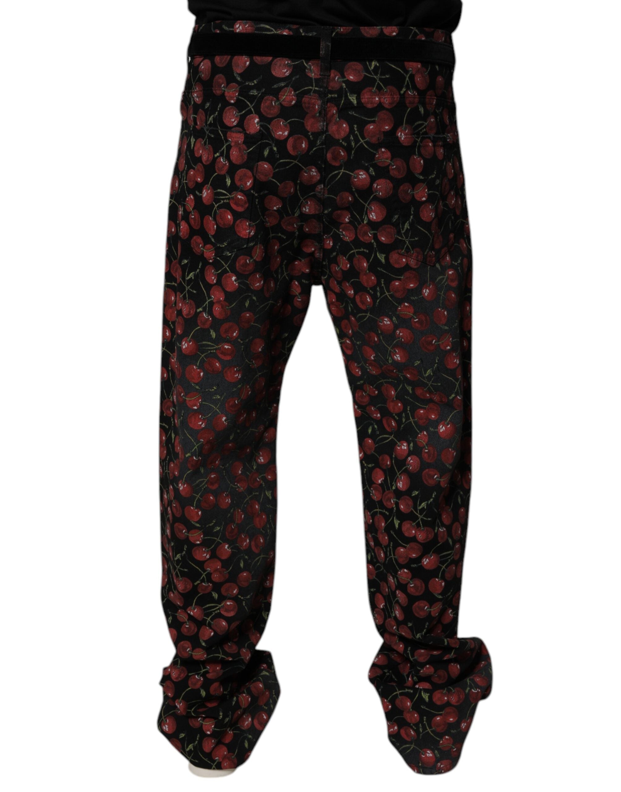 Blugi Dolce &amp; Gabbana Black Cherry Cotton Straight pentru bărbați