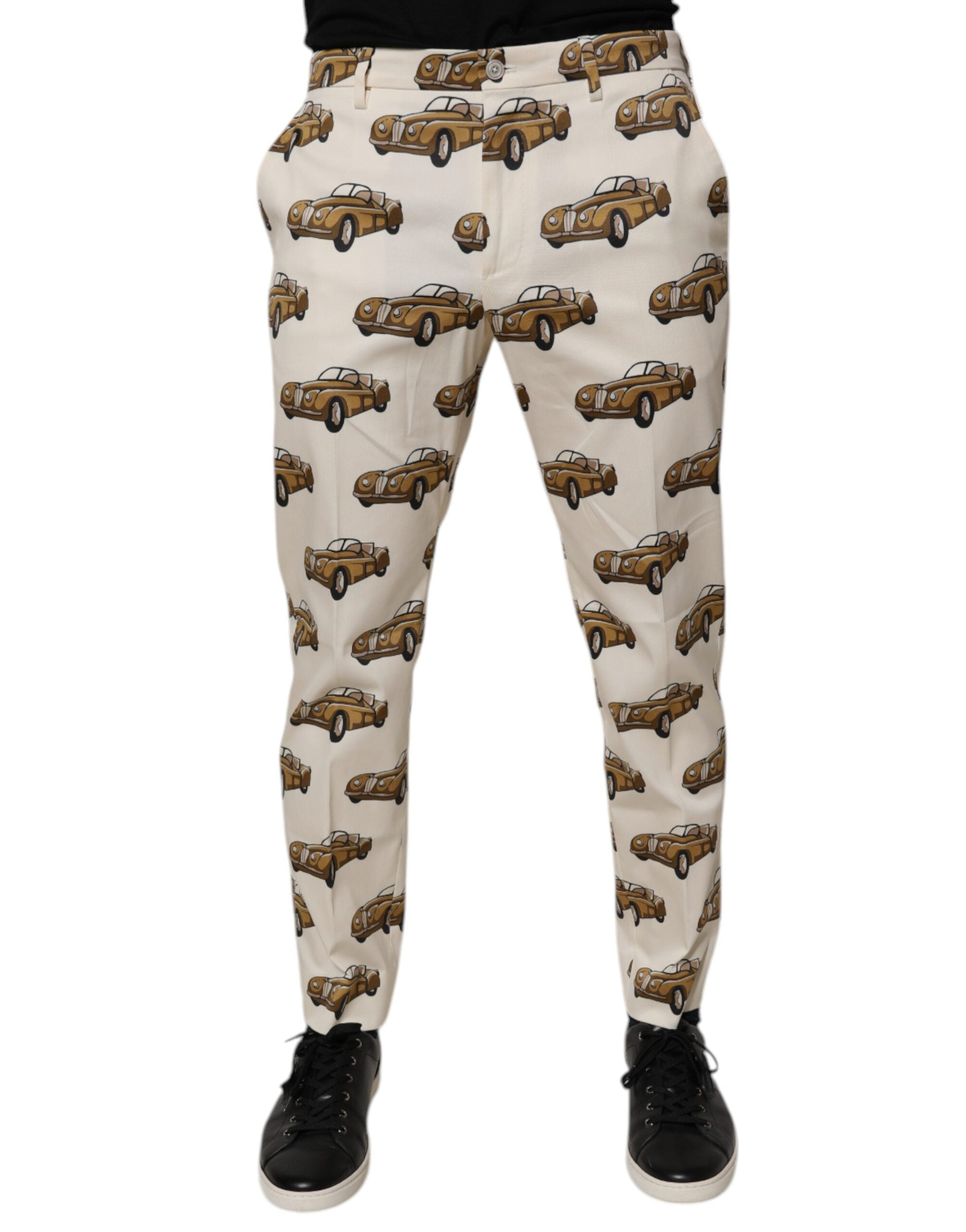 Blugi skinny Dolce &amp; Gabbana Off White Cars din bumbac pentru bărbați