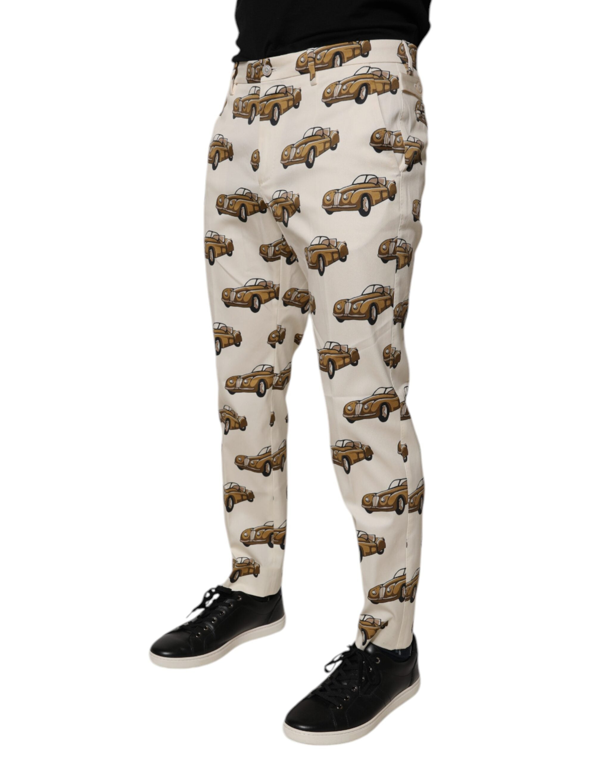 Blugi skinny Dolce &amp; Gabbana Off White Cars din bumbac pentru bărbați