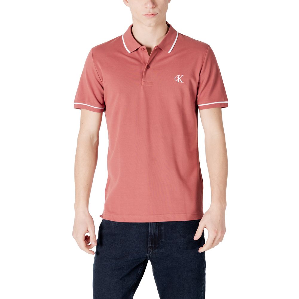 Tricou polo roșu din bumbac Calvin Klein Jeans