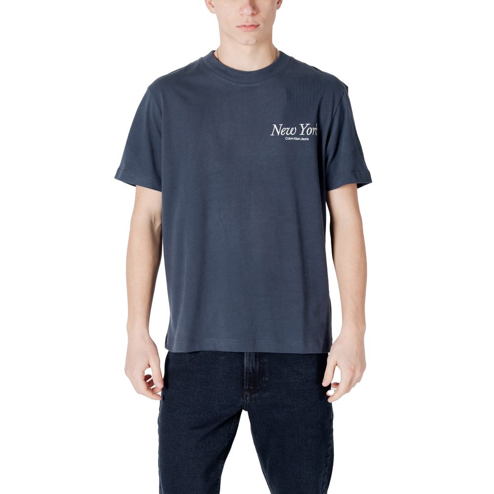 Tricou Calvin Klein Jeans albastru din bumbac