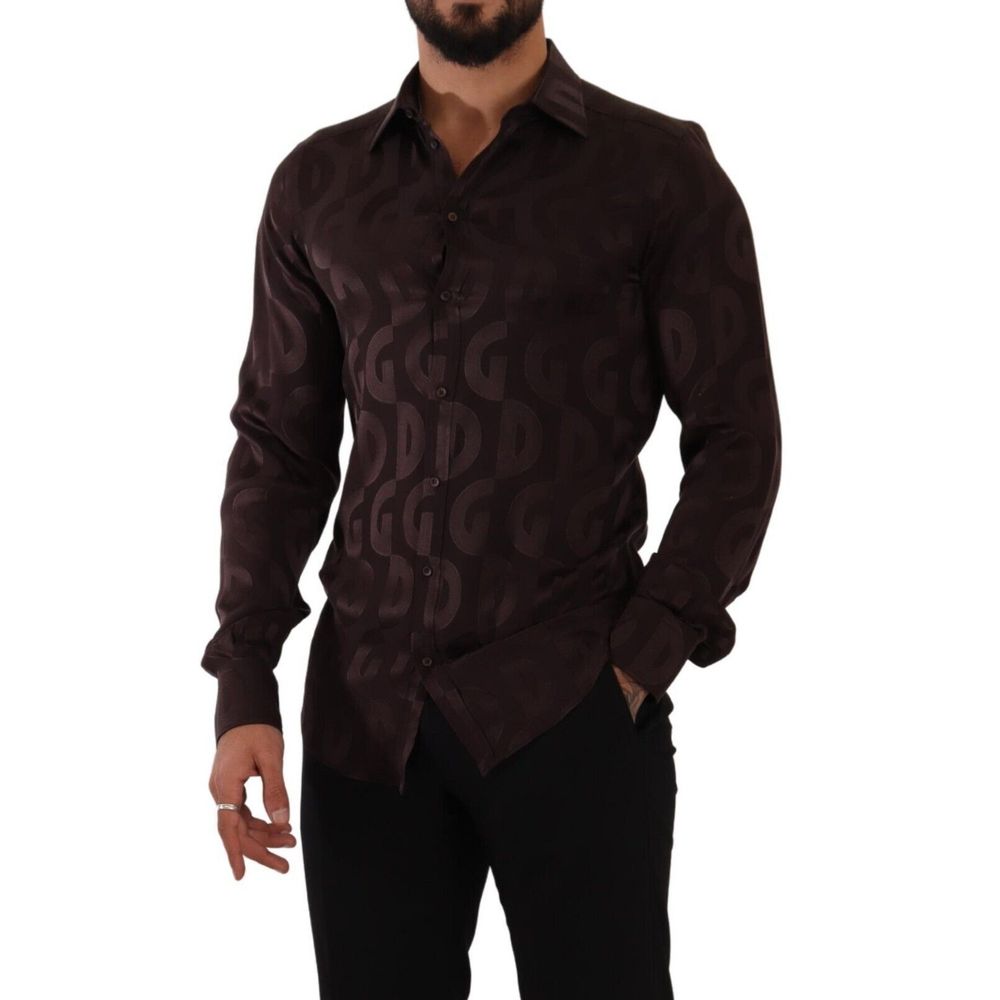Bordeauxrotes Seidenhemd von Dolce &amp; Gabbana