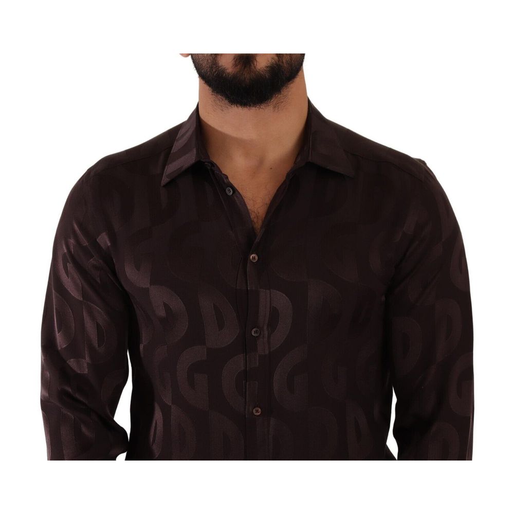 Bordeauxrotes Seidenhemd von Dolce &amp; Gabbana