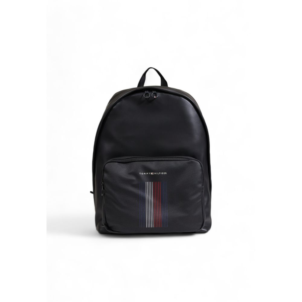 Tommy Hilfiger – Schwarzer Rucksack aus Polyester-Kunstleder