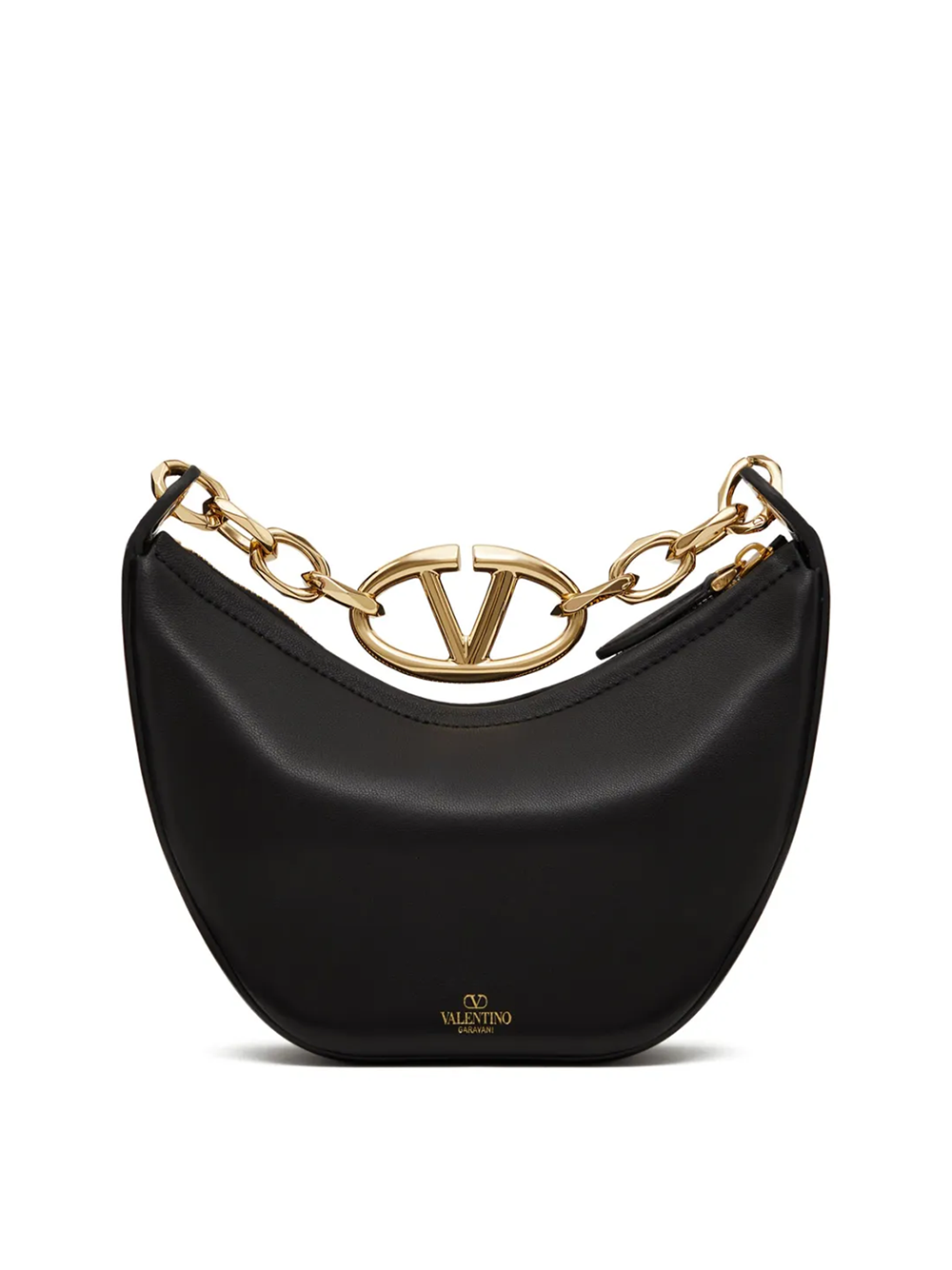 Geantă de umăr Valentino Garavani Mini Hobo Vlogo din piele neagră