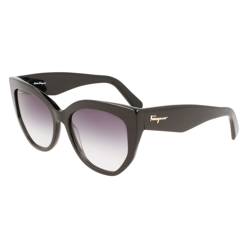 Ferragamo – Schwarze Sonnenbrille aus Kalbshaar