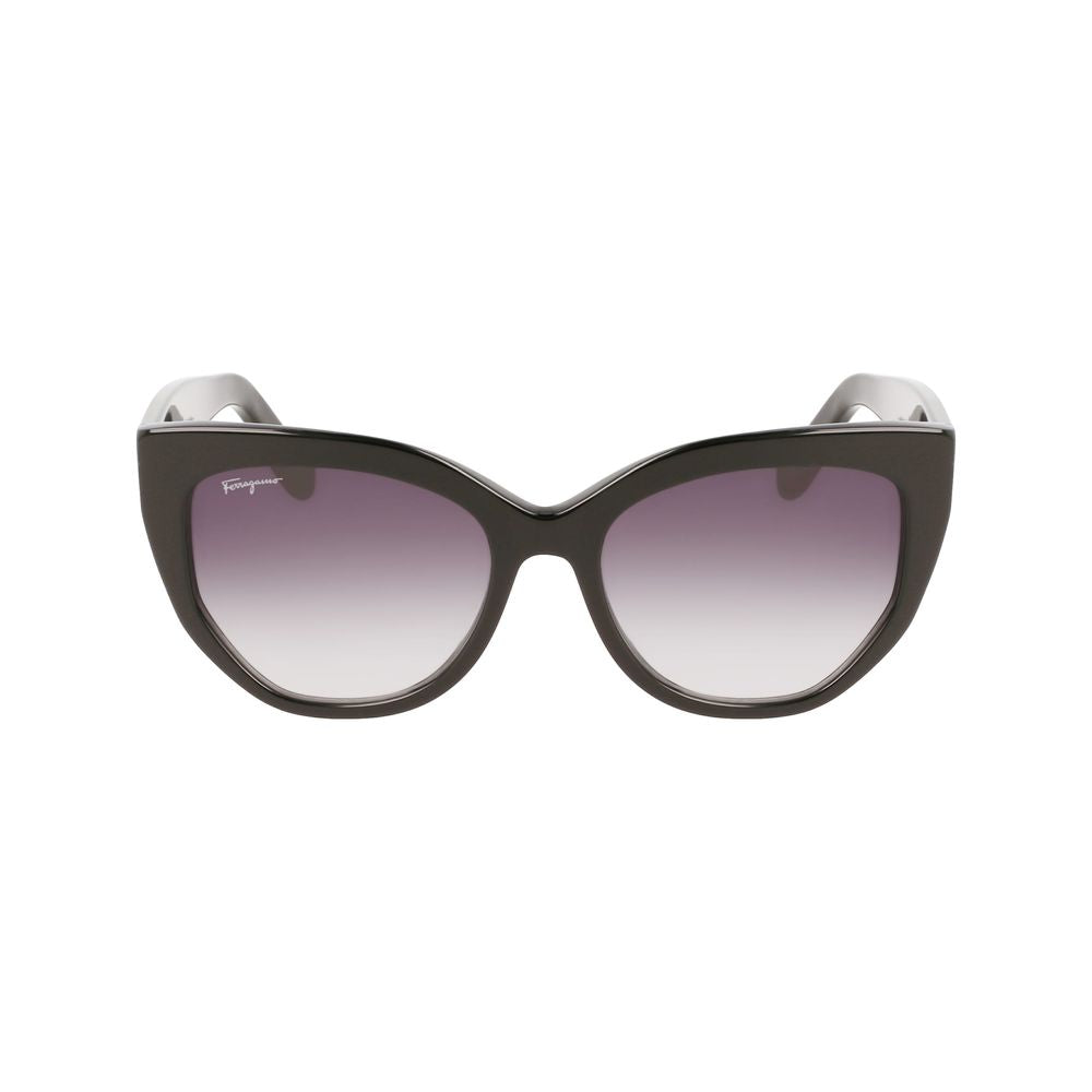 Ferragamo – Schwarze Sonnenbrille aus Kalbshaar