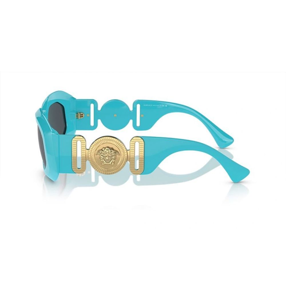 Versace – Blaue Sonnenbrille aus Kalbshaar